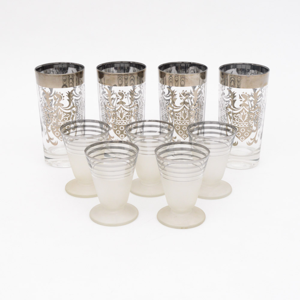 Vintage Kimiko Guardian Service Tumblers and Frosted Cordial Glasses