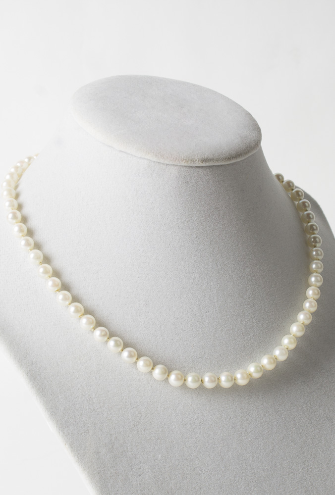 14K White Gold Cultured Pearl Necklace