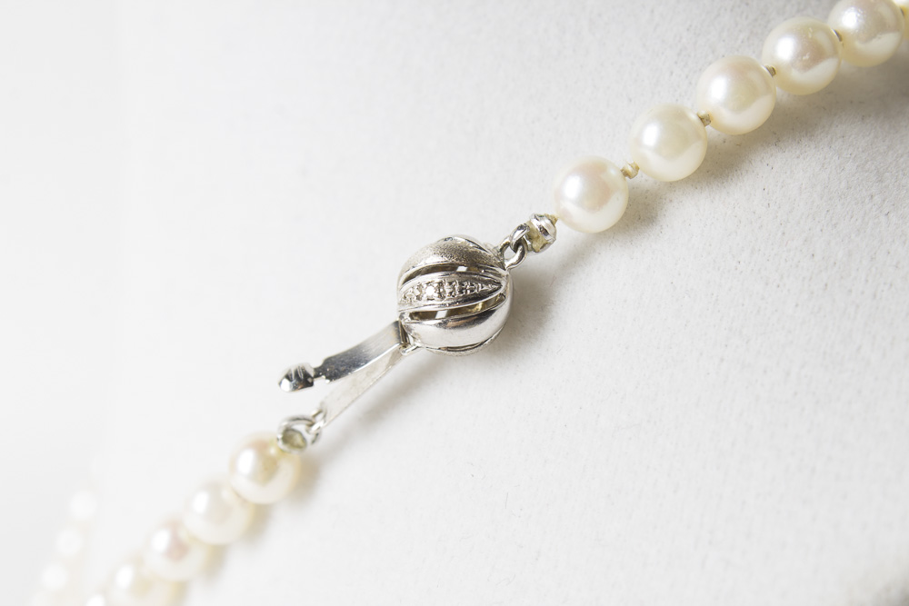 14K White Gold Cultured Pearl Necklace