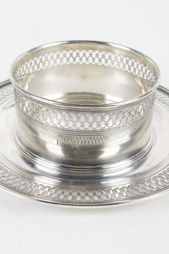 Tiffany & Co. and Lenox Porcelain and Sterling Honey Pot with Spreader