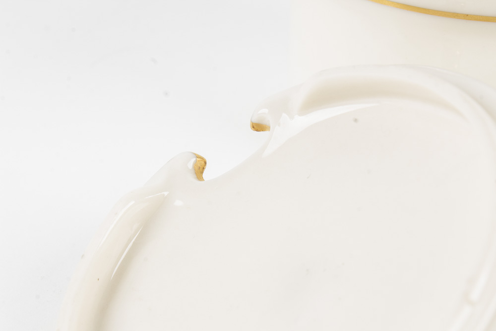 Tiffany & Co. and Lenox Porcelain and Sterling Honey Pot with Spreader