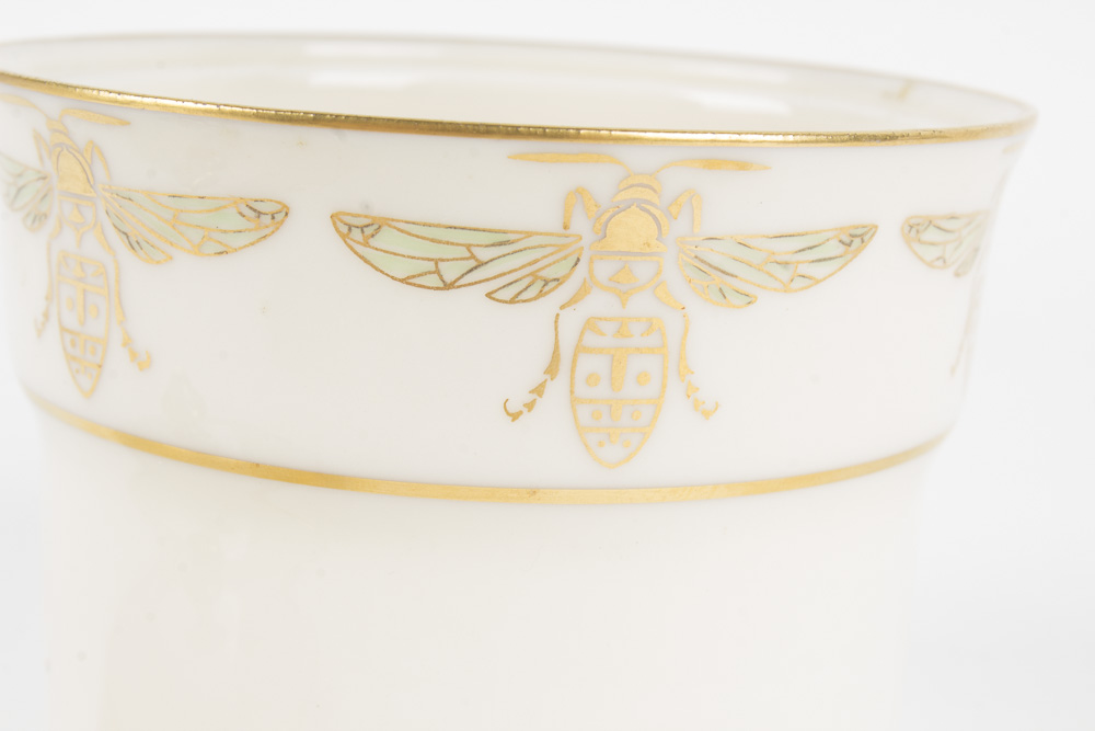 Tiffany & Co. and Lenox Porcelain and Sterling Honey Pot with Spreader