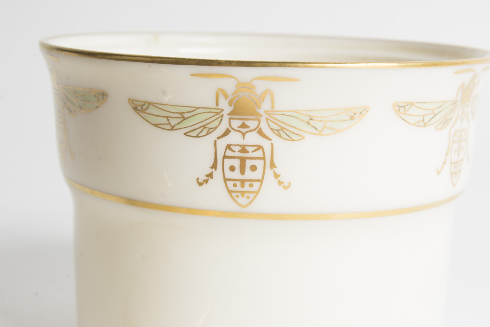 Tiffany & Co. and Lenox Porcelain and Sterling Honey Pot with Spreader
