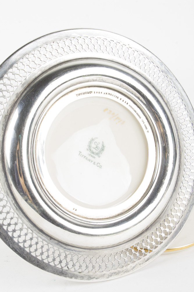 Tiffany & Co. and Lenox Porcelain and Sterling Honey Pot with Spreader