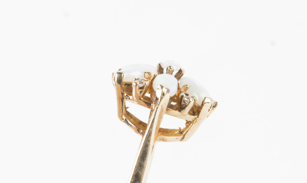 10K Yellow Gold Opal and Topaz Cluster Ring