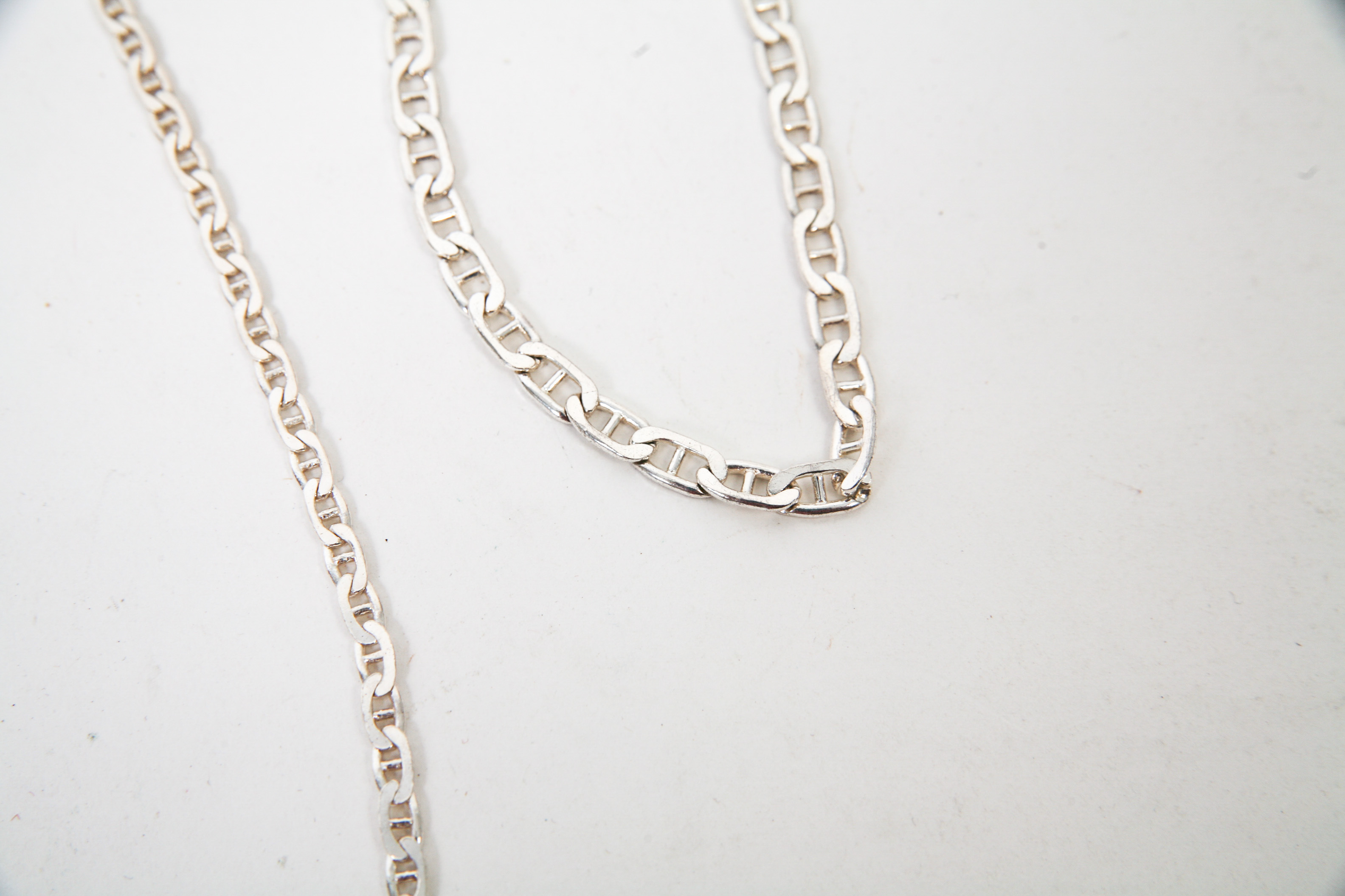 Sterling Silver Anchor Chain Necklace and Bracelet
