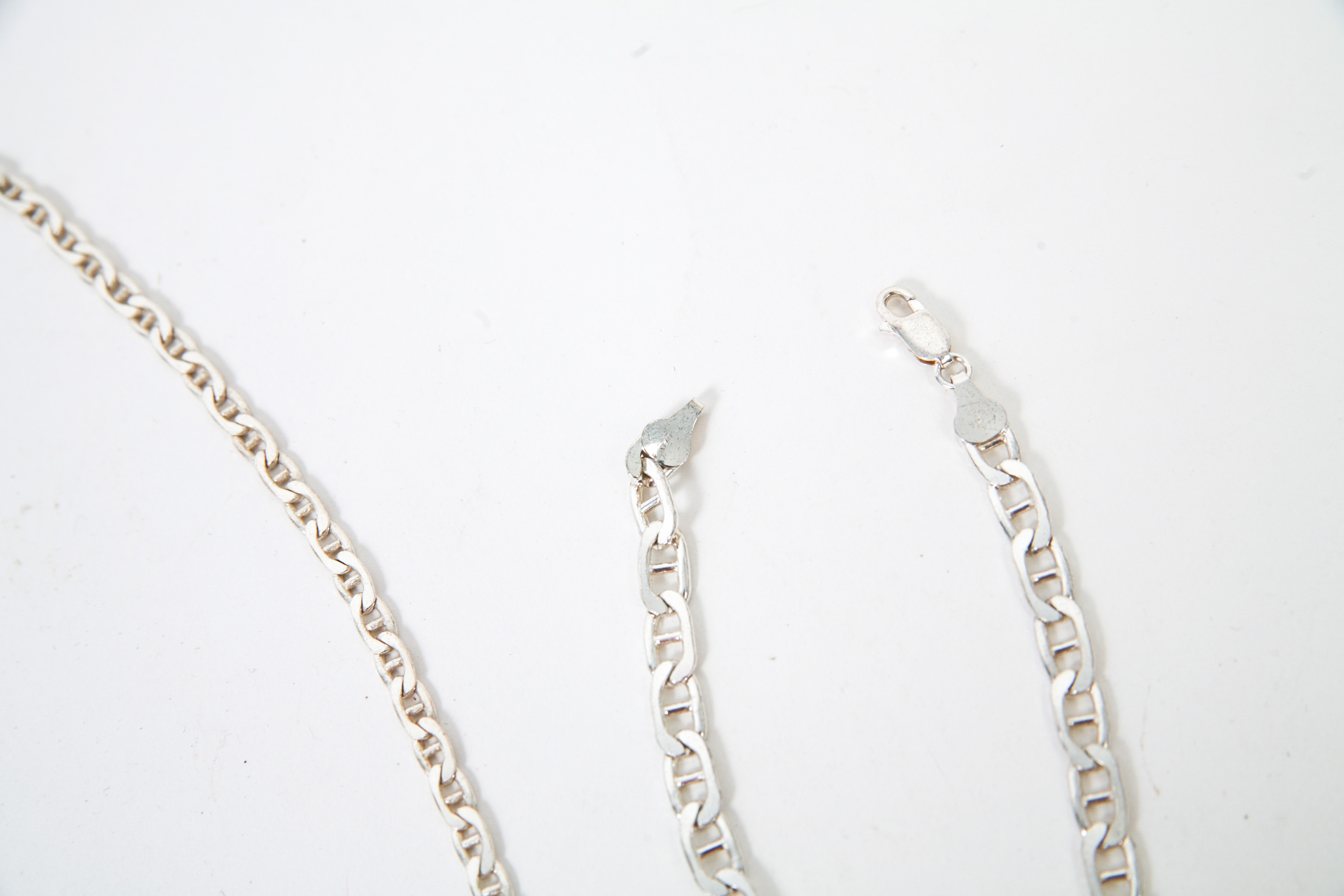 Sterling Silver Anchor Chain Necklace and Bracelet