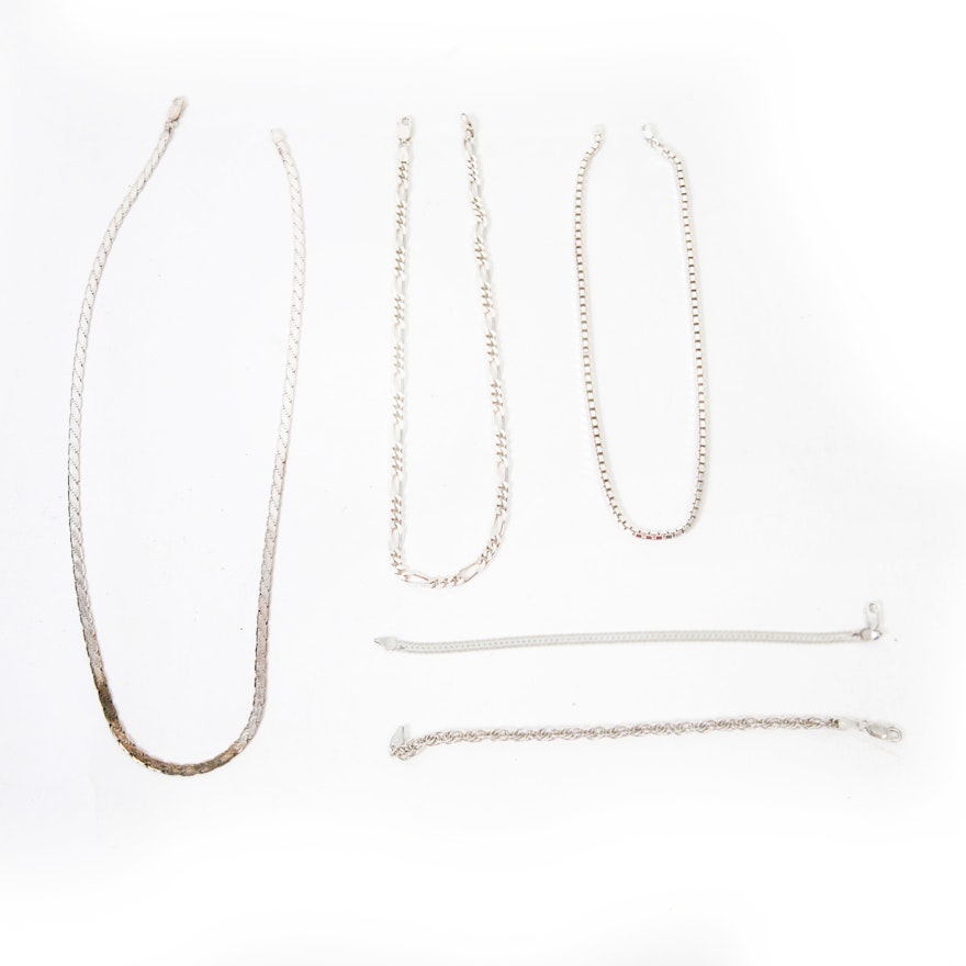 Sterling Silver Chain Necklaces and Bracelets