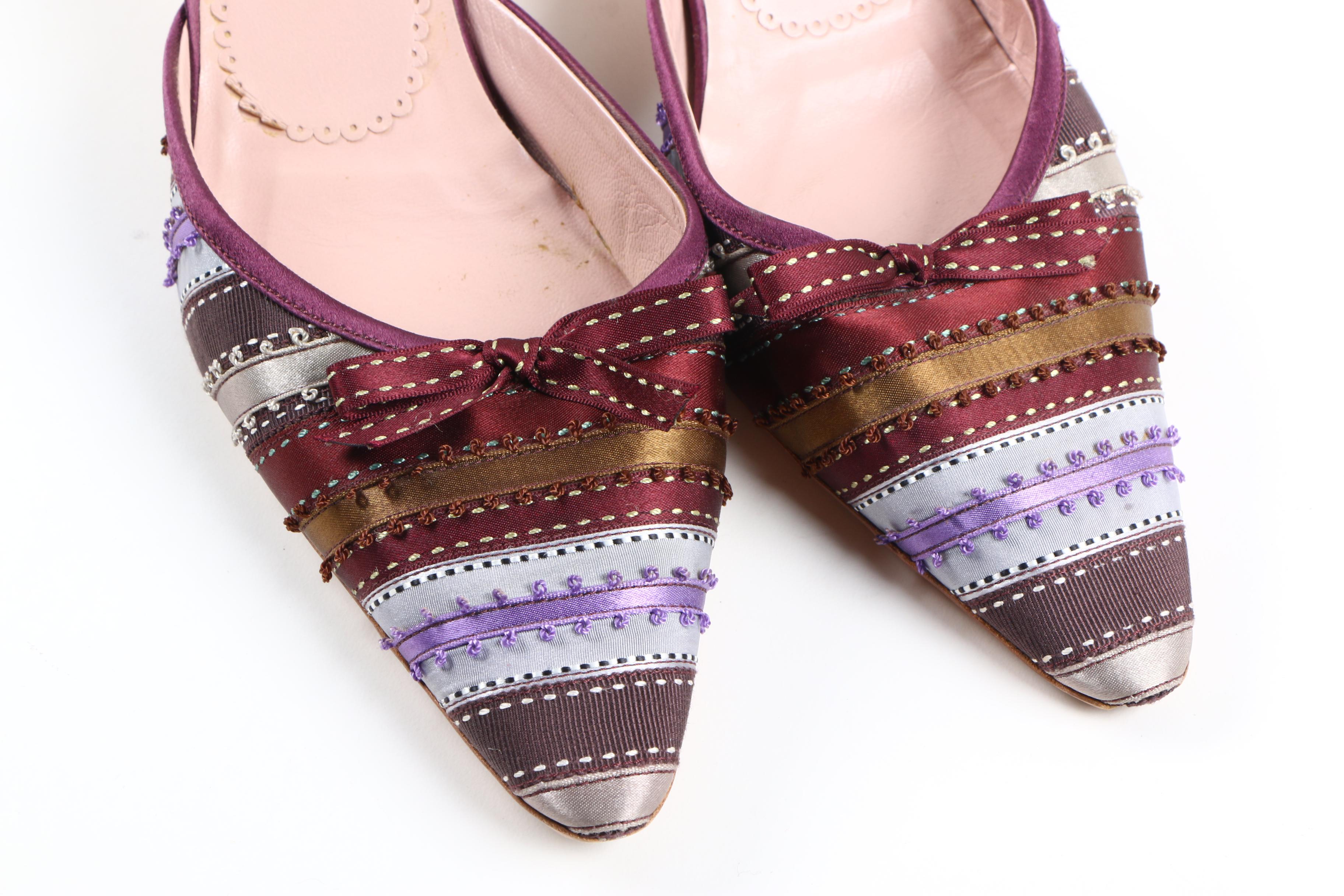 Prada Ribbon Pointed Toe Mules