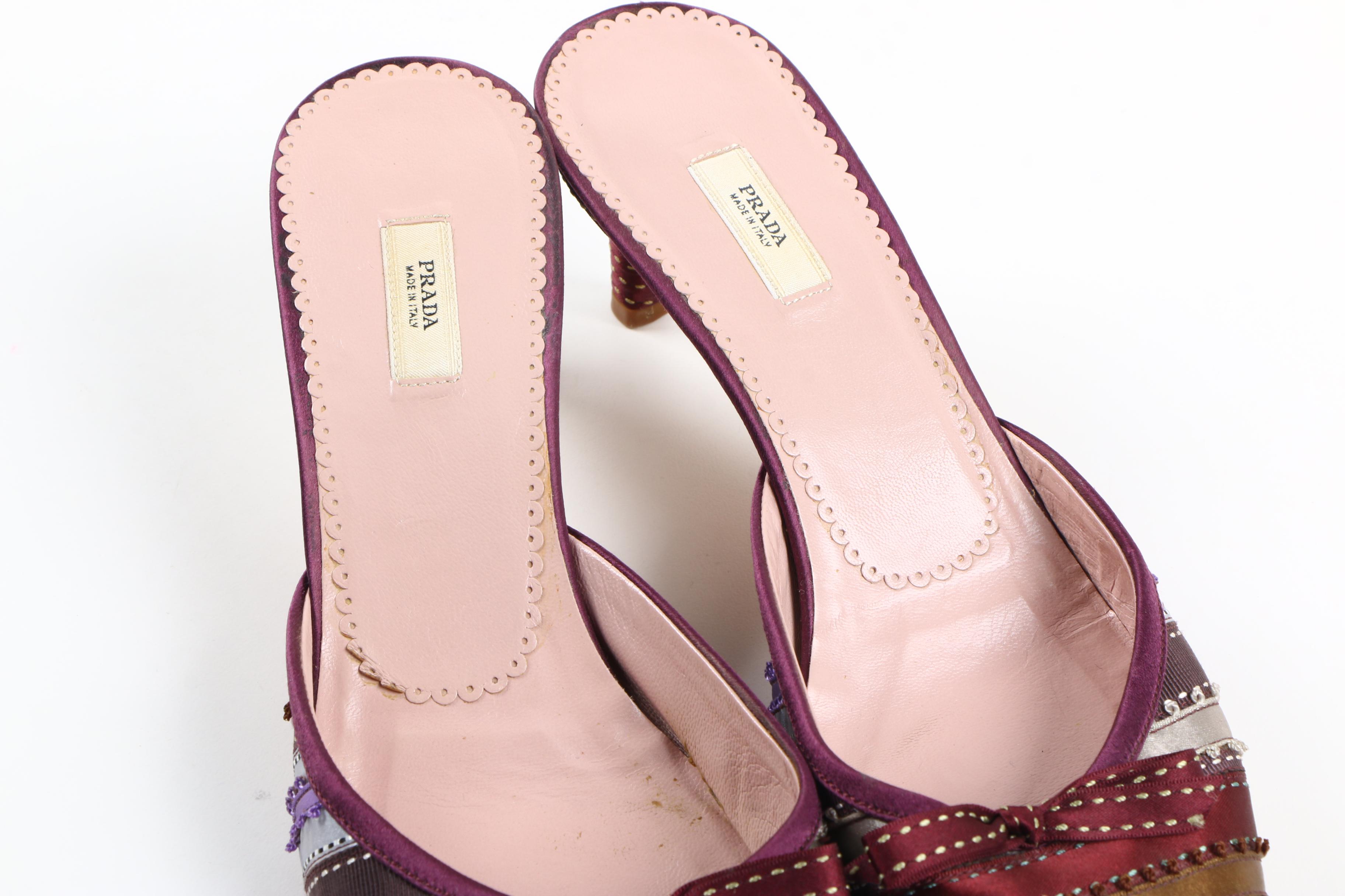 Prada Ribbon Pointed Toe Mules