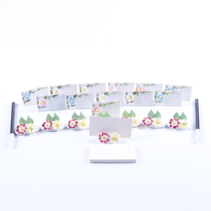 Crown Staffordshire Porcelain Floral Place Card Holders and More