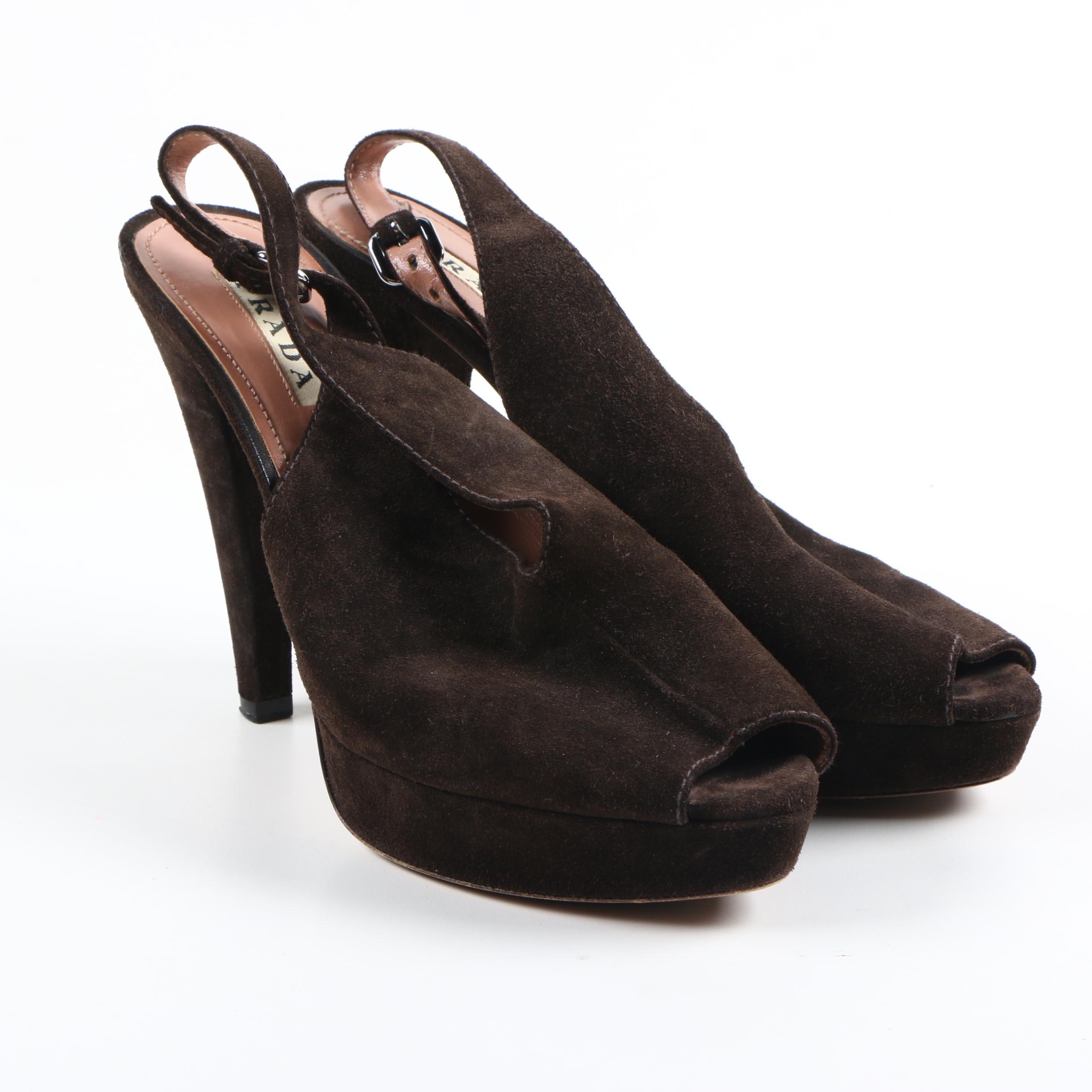Prada Brown Suede Heels