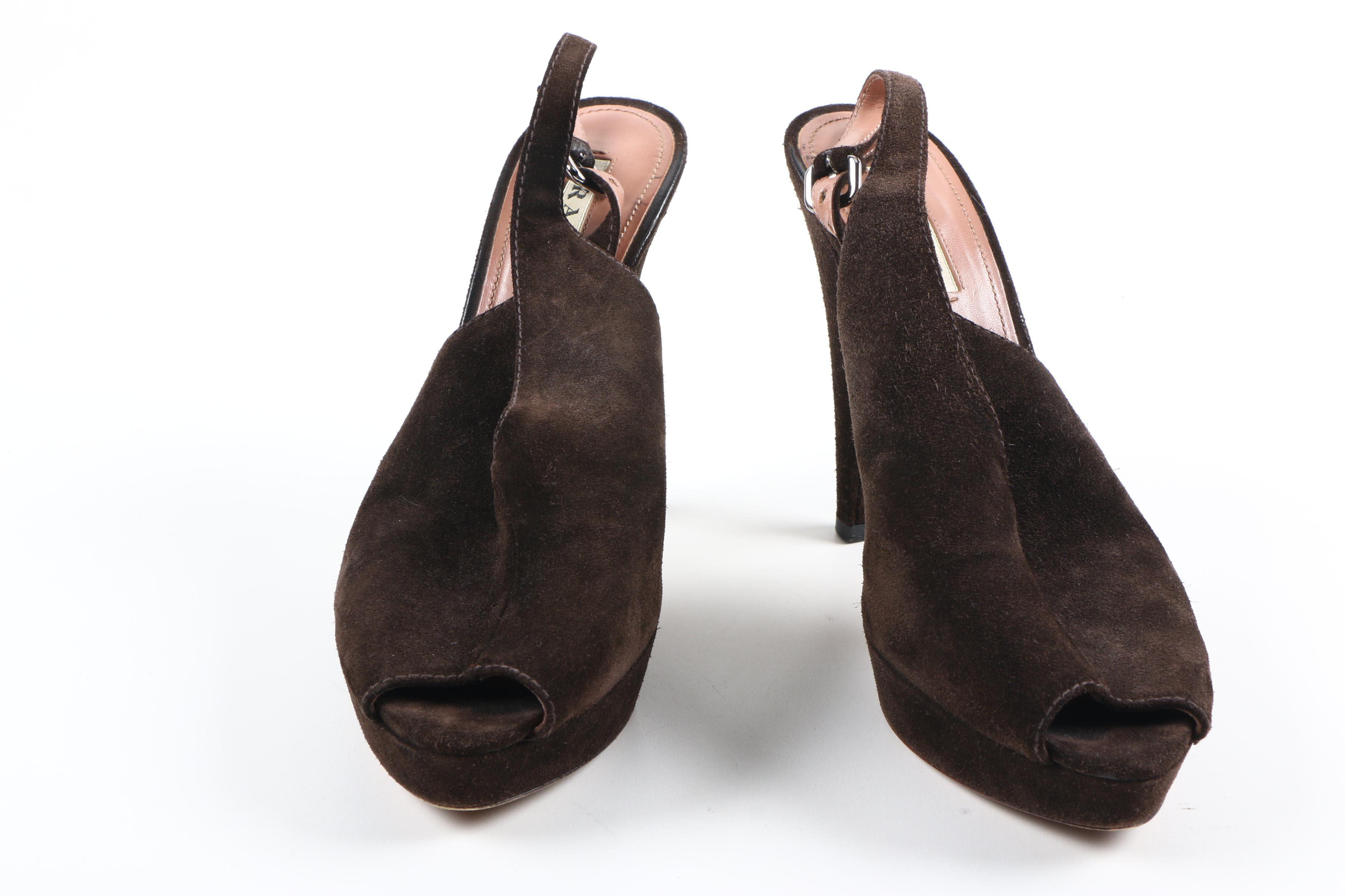 Prada Brown Suede Heels