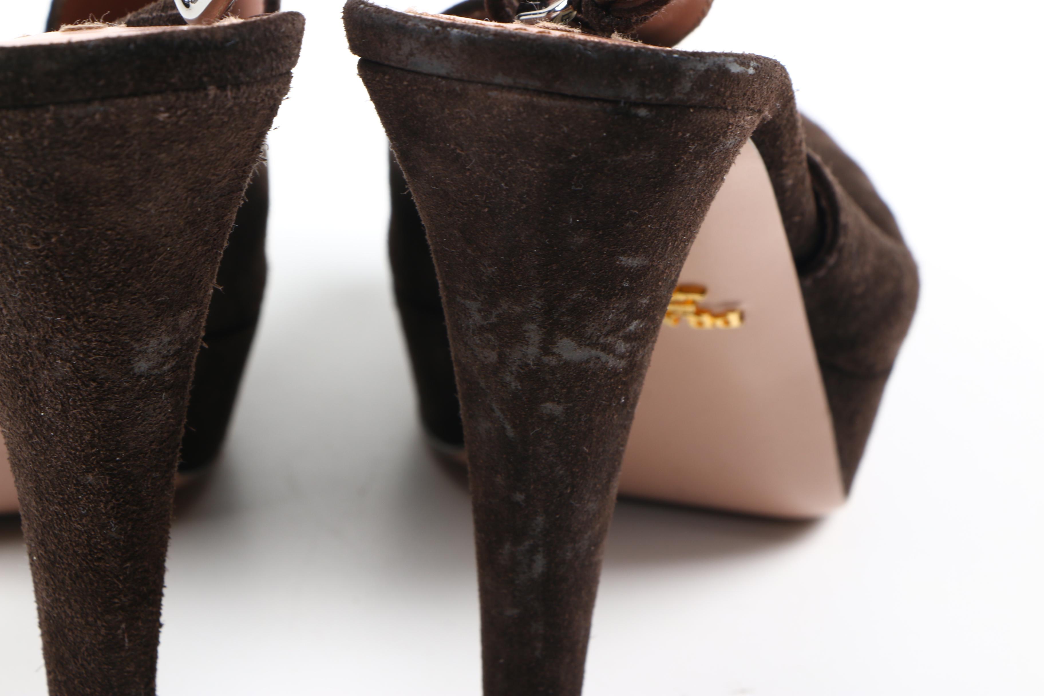 Prada Brown Suede Heels