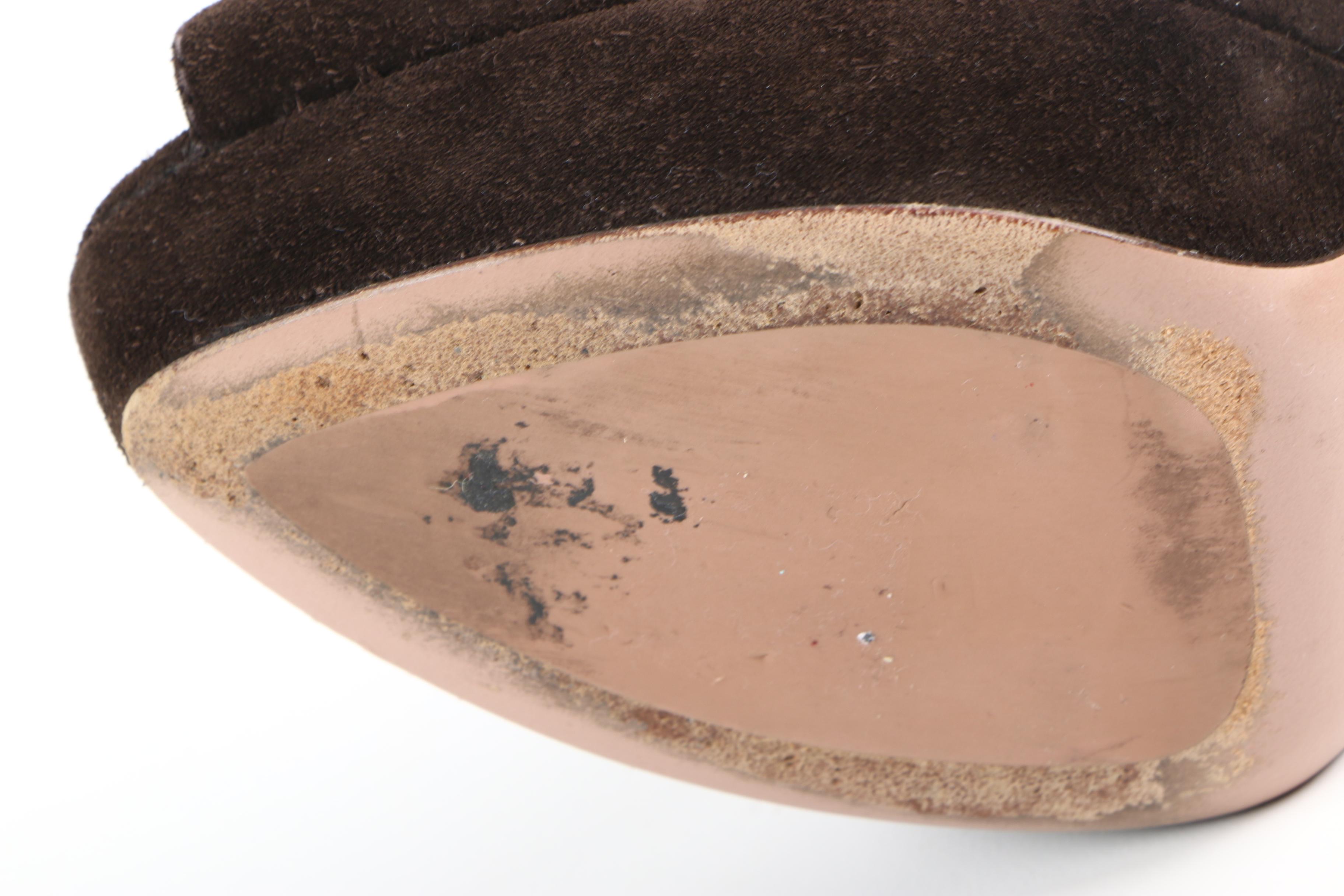 Prada Brown Suede Heels