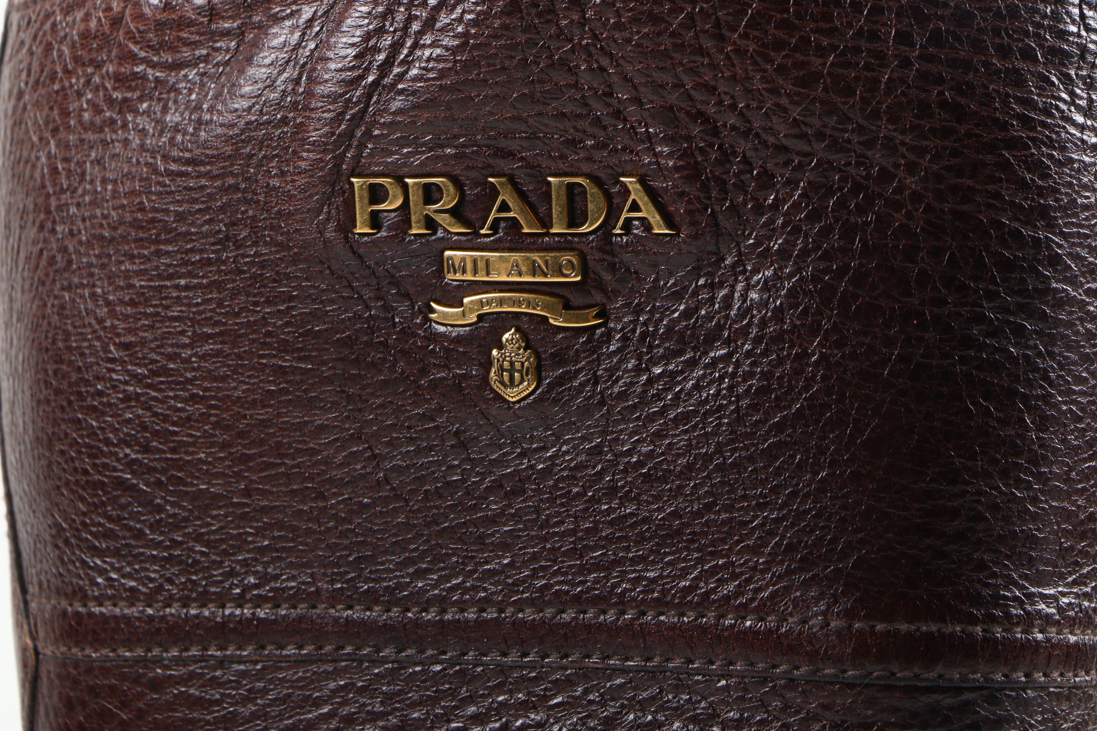 Prada Leather Logo Riding Boots