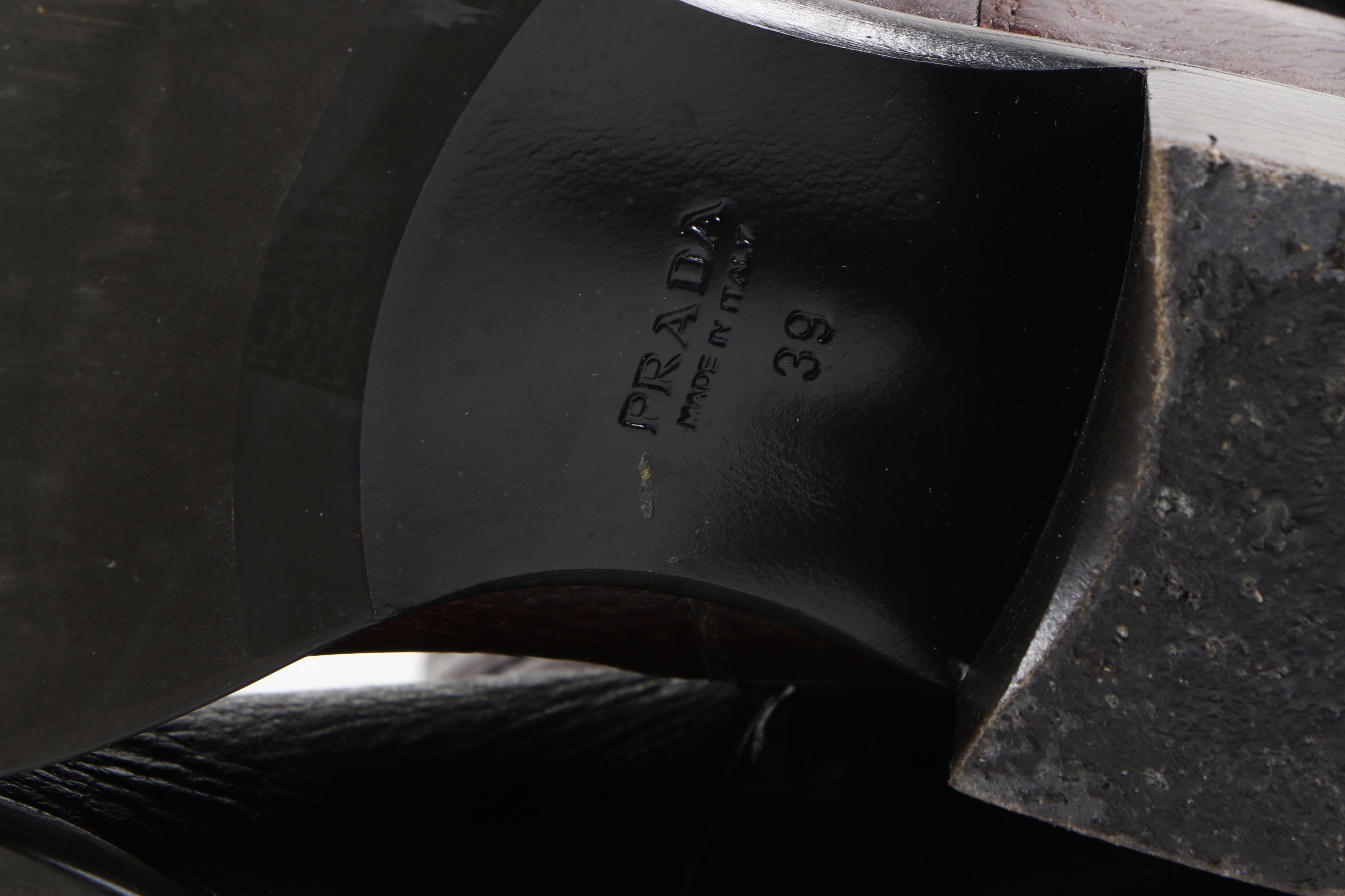 Prada Leather Logo Riding Boots