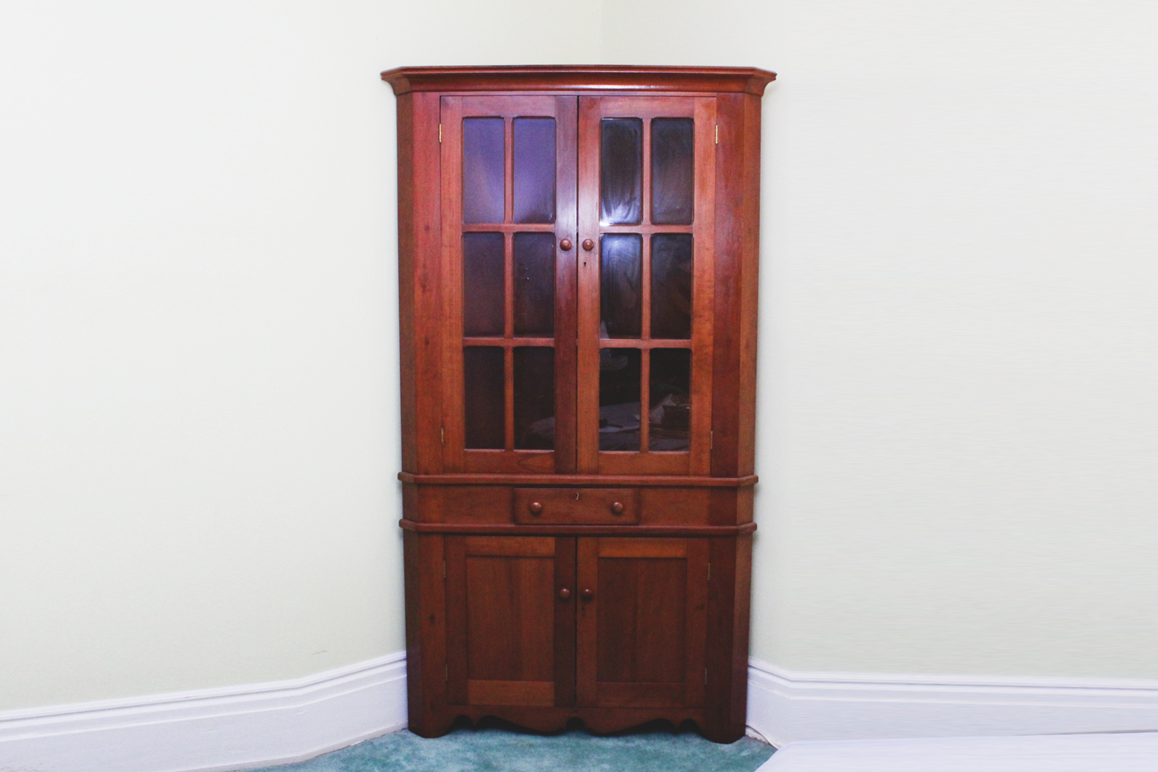 Vintage Kentucky Cherry Corner Cupboard