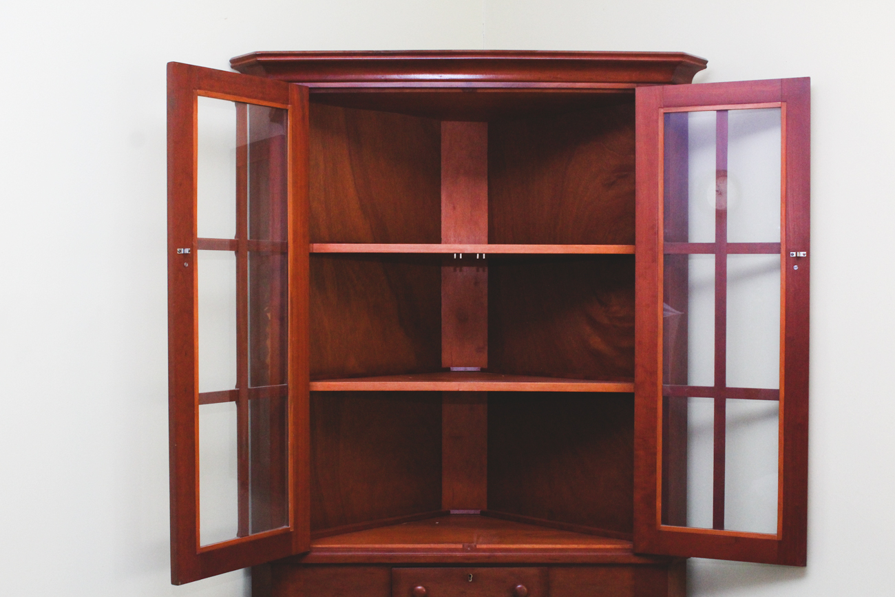 Vintage Kentucky Cherry Corner Cupboard