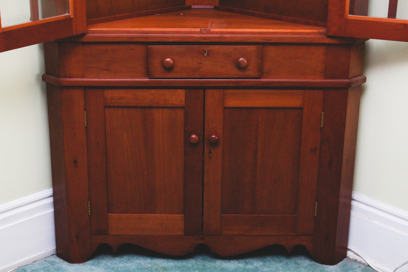 Vintage Kentucky Cherry Corner Cupboard