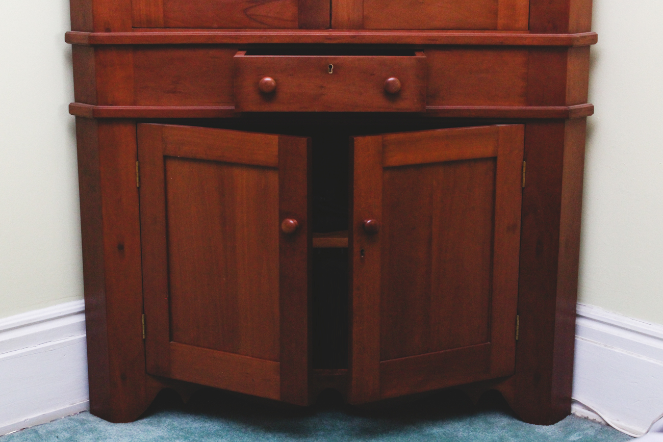 Vintage Kentucky Cherry Corner Cupboard