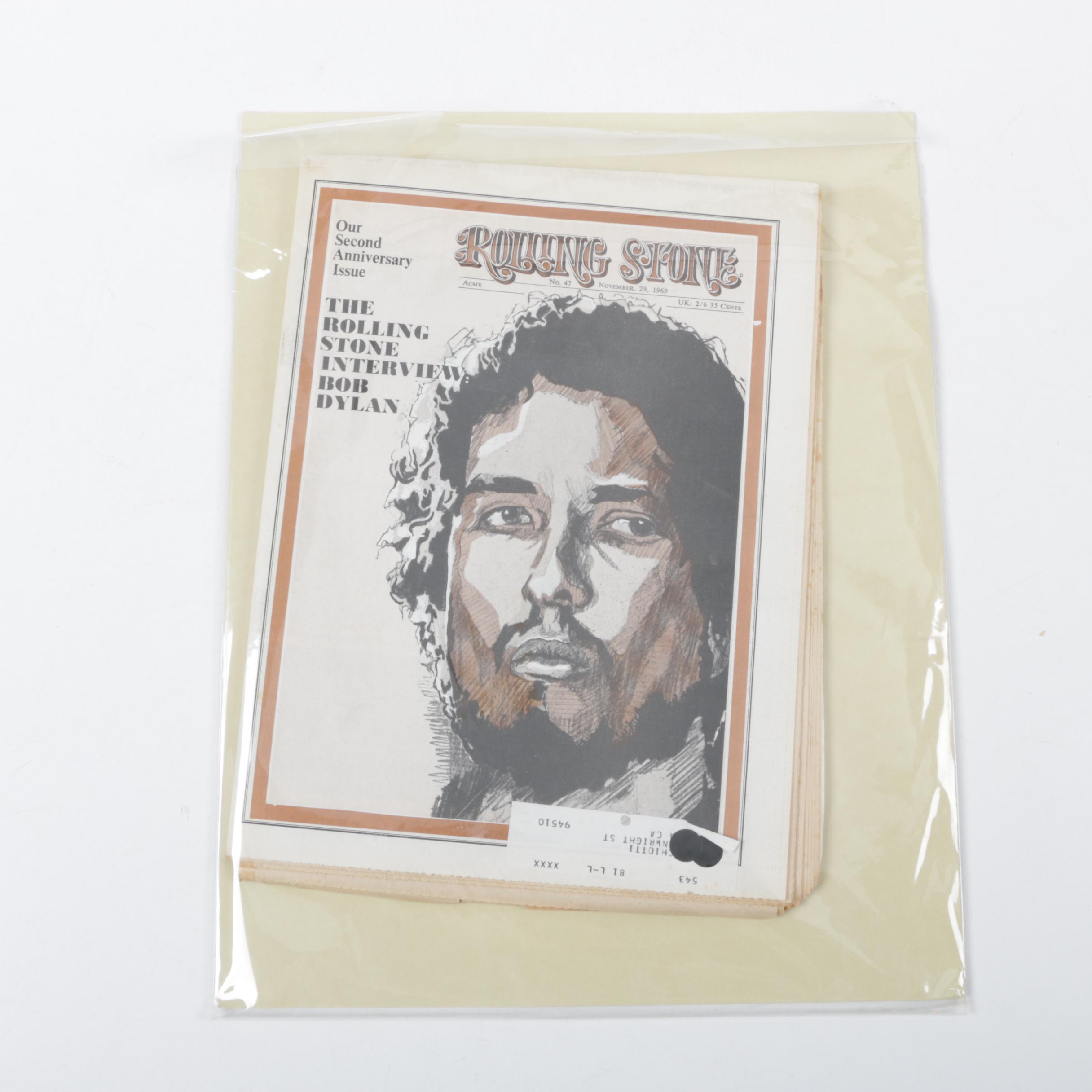 1969 Rolling Stone Magazine Featuring Their First Bob Dylan Interview