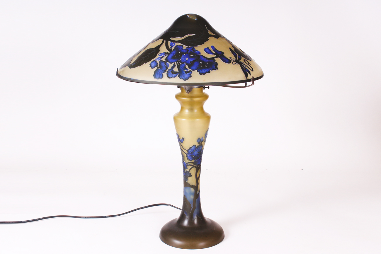 Emile Galle Reproduction Cameo Glass Accent Lamp