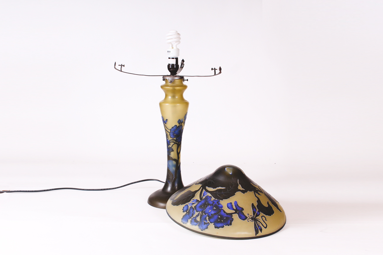 Emile Galle Reproduction Cameo Glass Accent Lamp