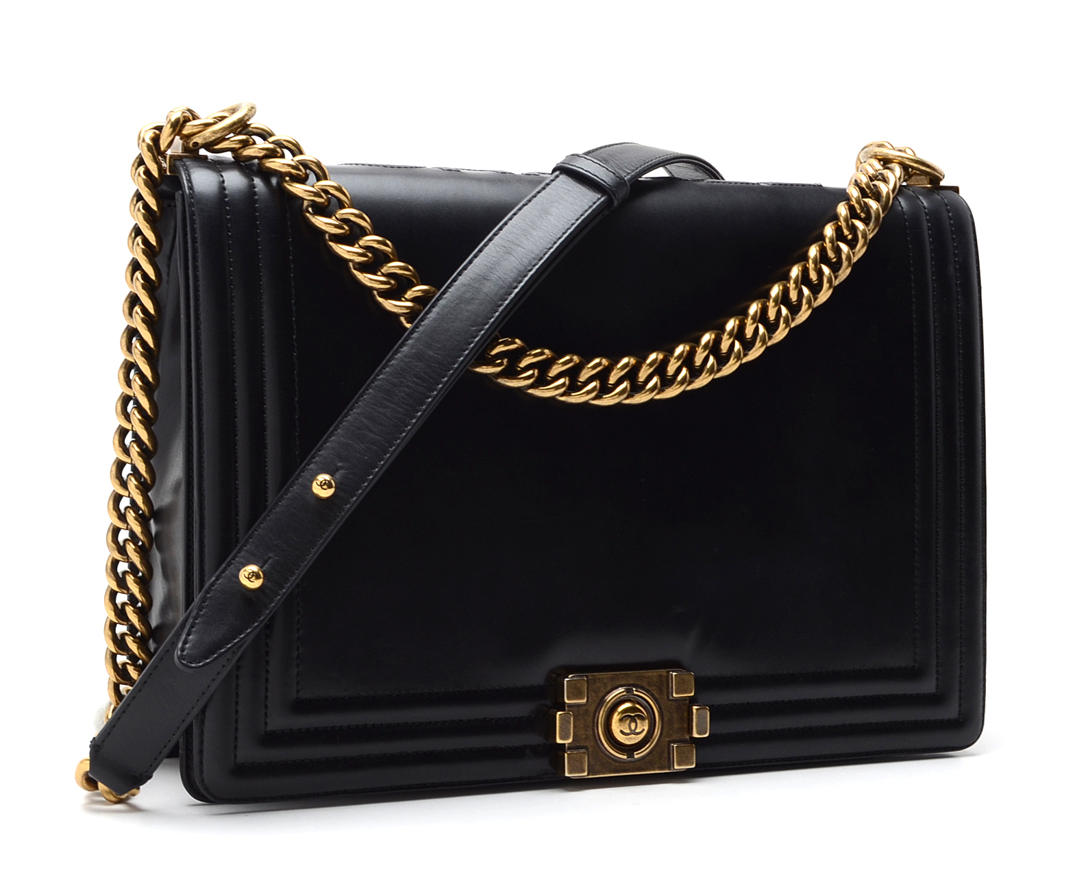 Chanel Black Calfskin Boy Bag with Dust Cover