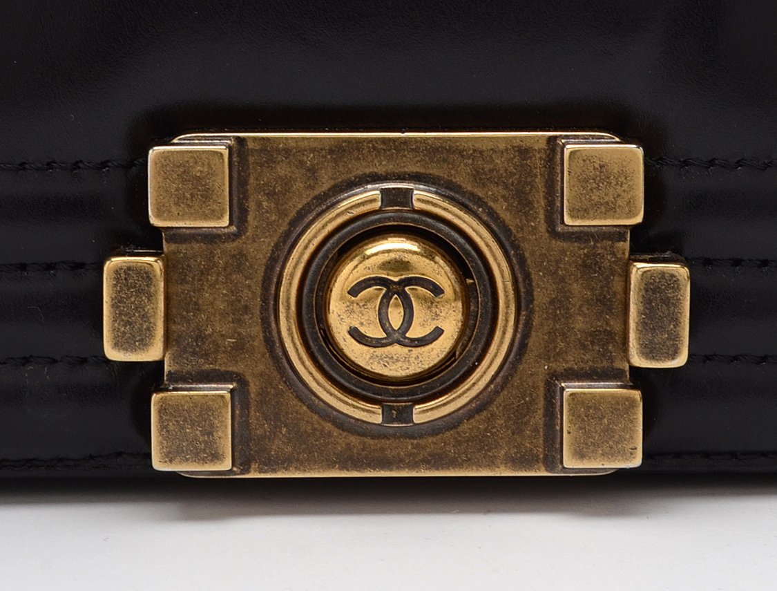 Chanel Black Calfskin Boy Bag with Dust Cover