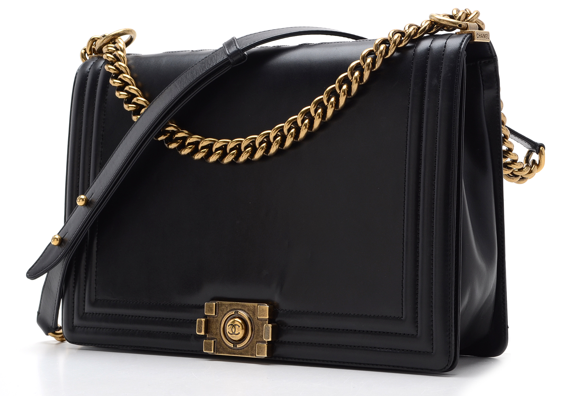 Chanel Black Calfskin Boy Bag with Dust Cover