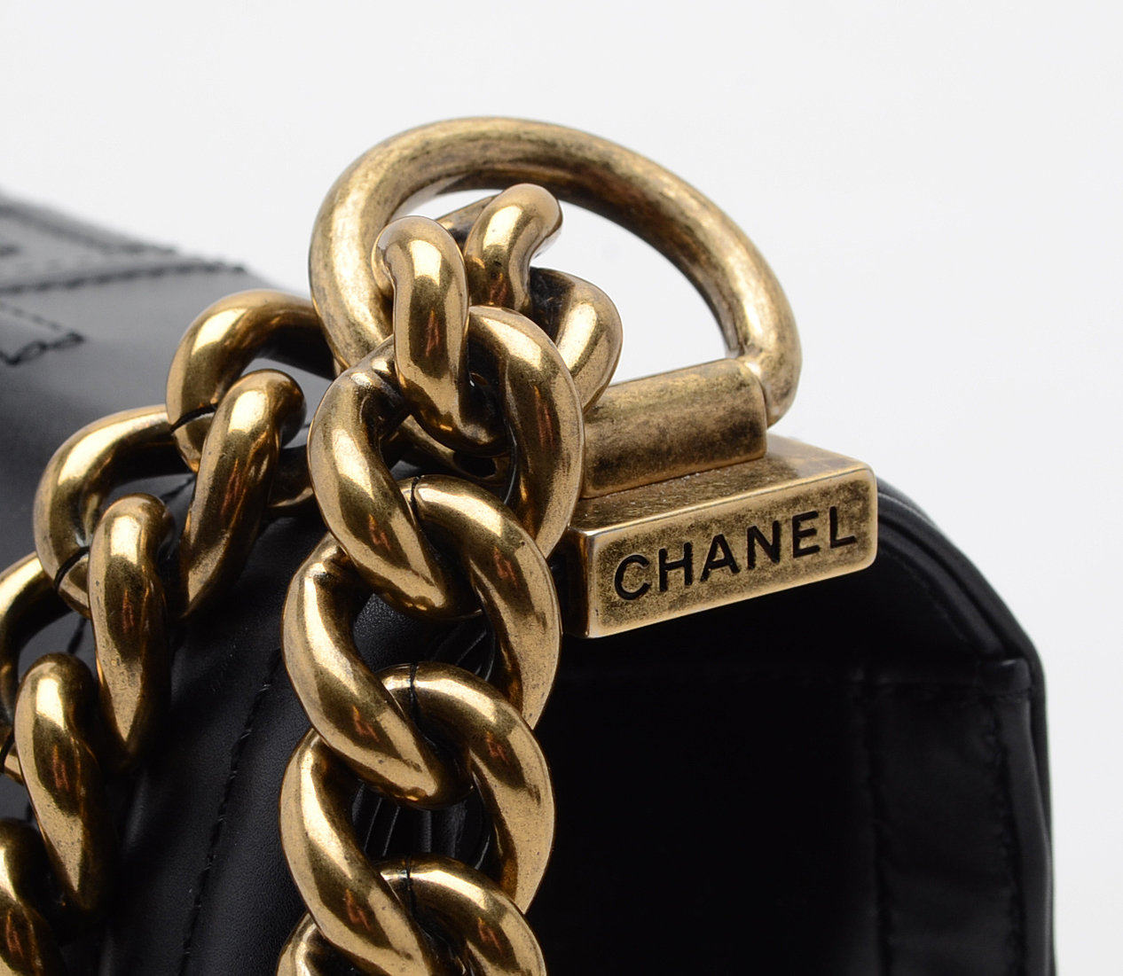 Chanel Black Calfskin Boy Bag with Dust Cover