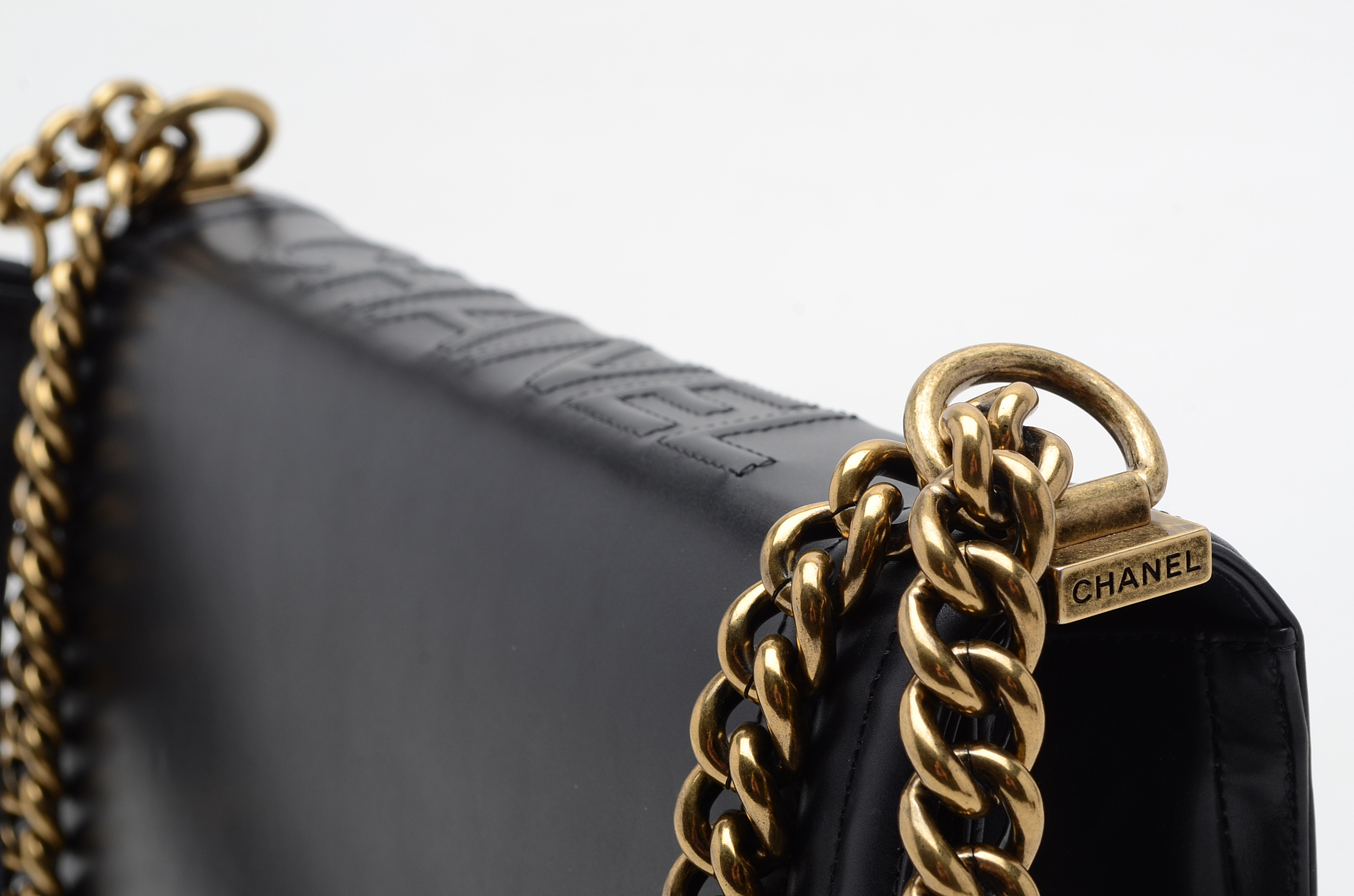 Chanel Black Calfskin Boy Bag with Dust Cover