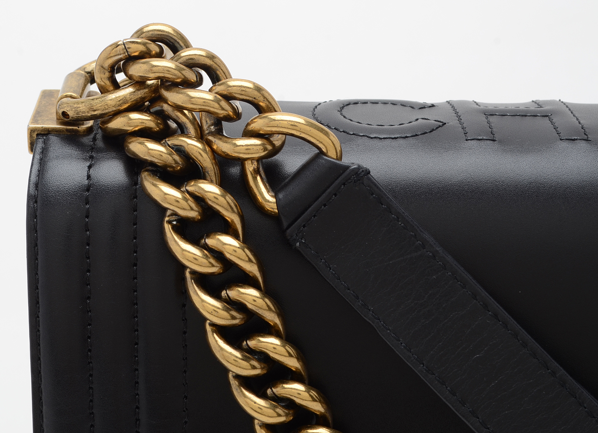 Chanel Black Calfskin Boy Bag with Dust Cover