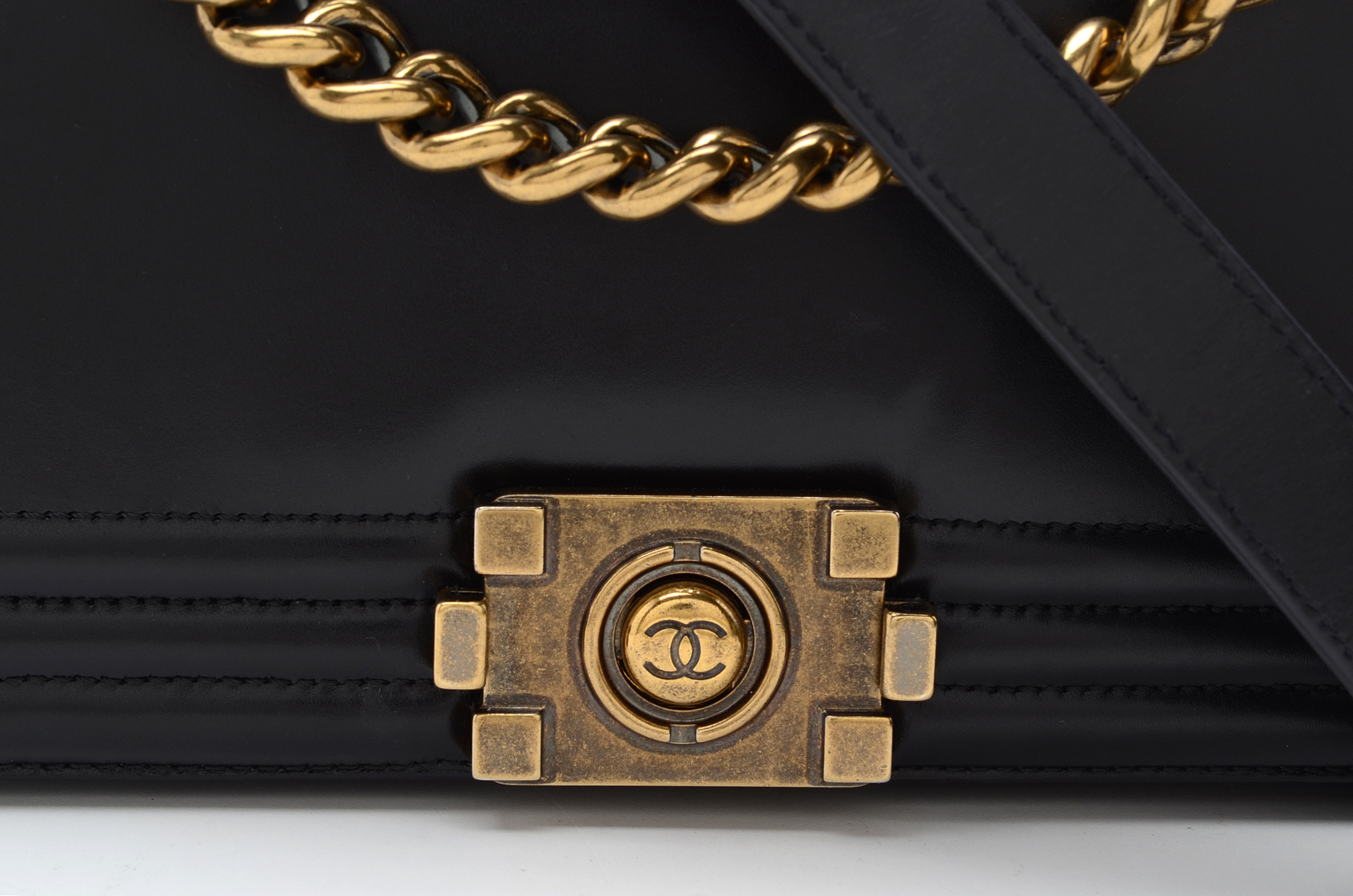 Chanel Black Calfskin Boy Bag with Dust Cover