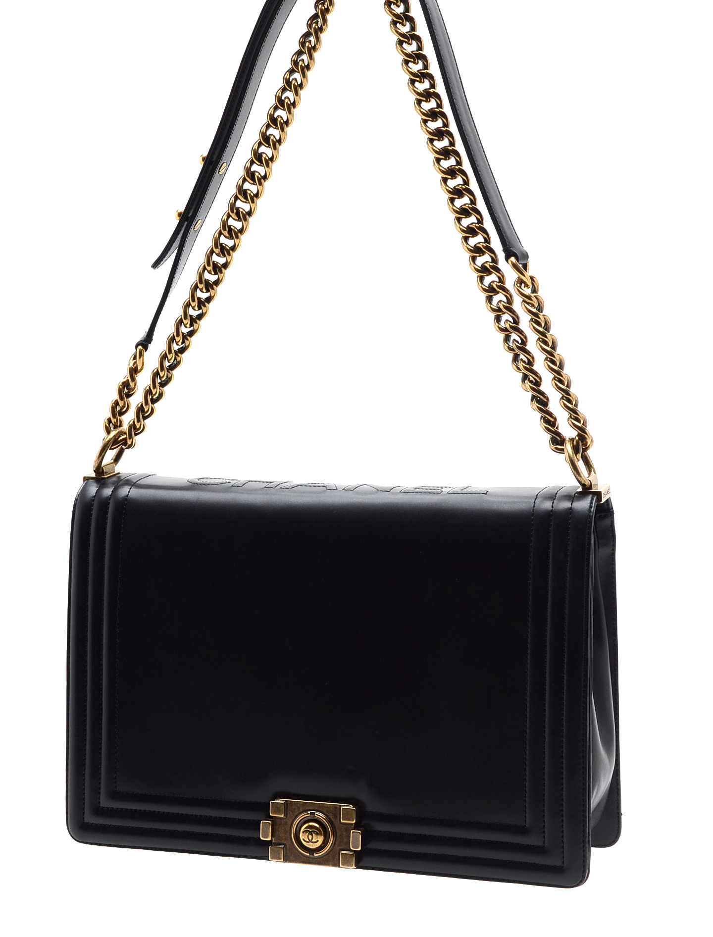 Chanel Black Calfskin Boy Bag with Dust Cover