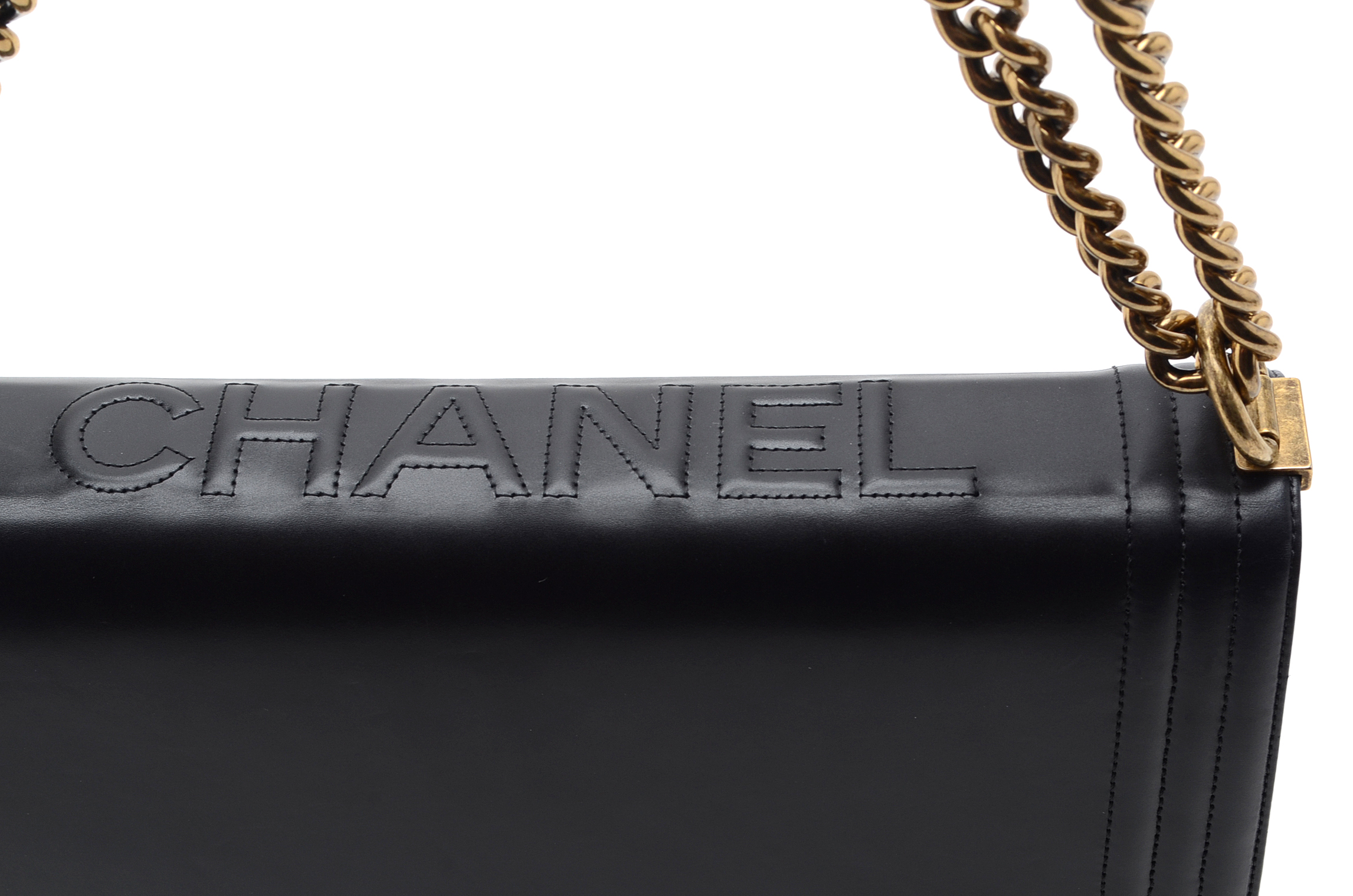 Chanel Black Calfskin Boy Bag with Dust Cover