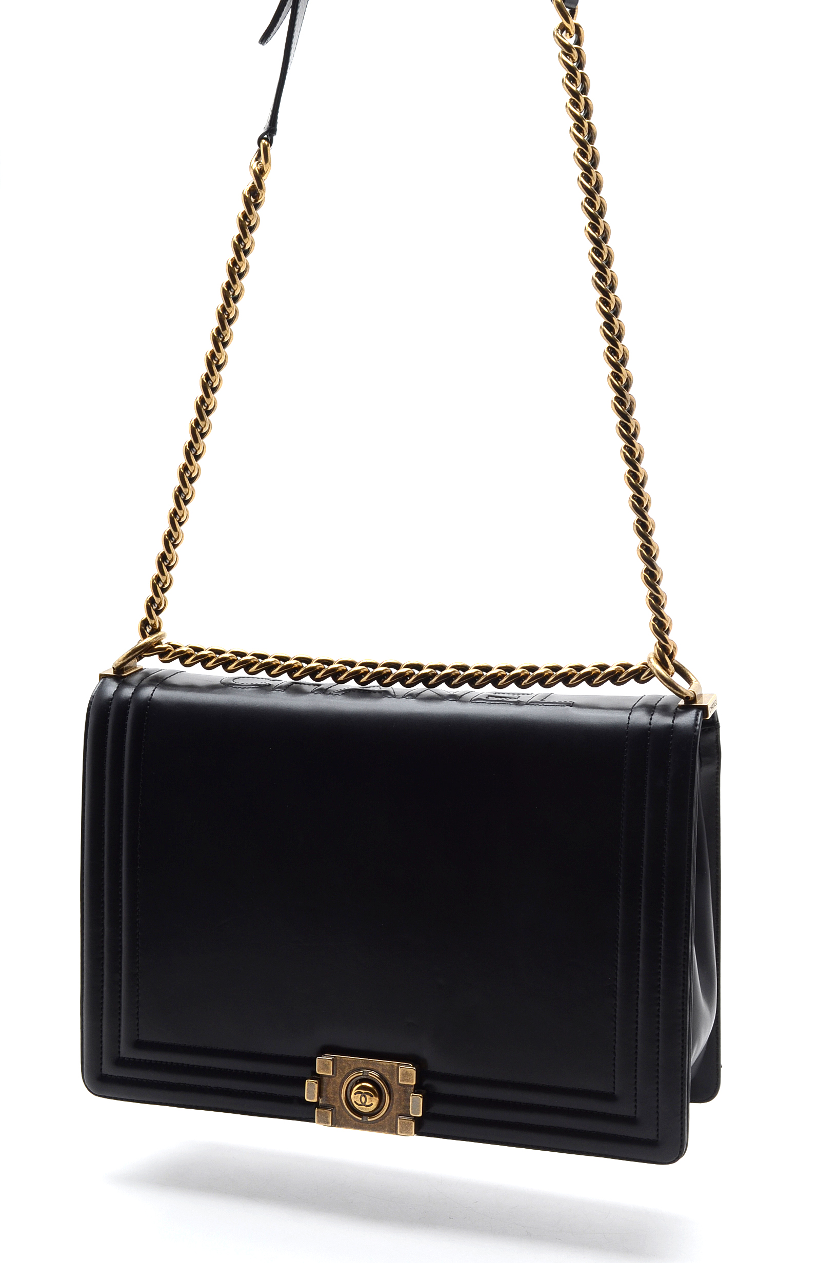 Chanel Black Calfskin Boy Bag with Dust Cover