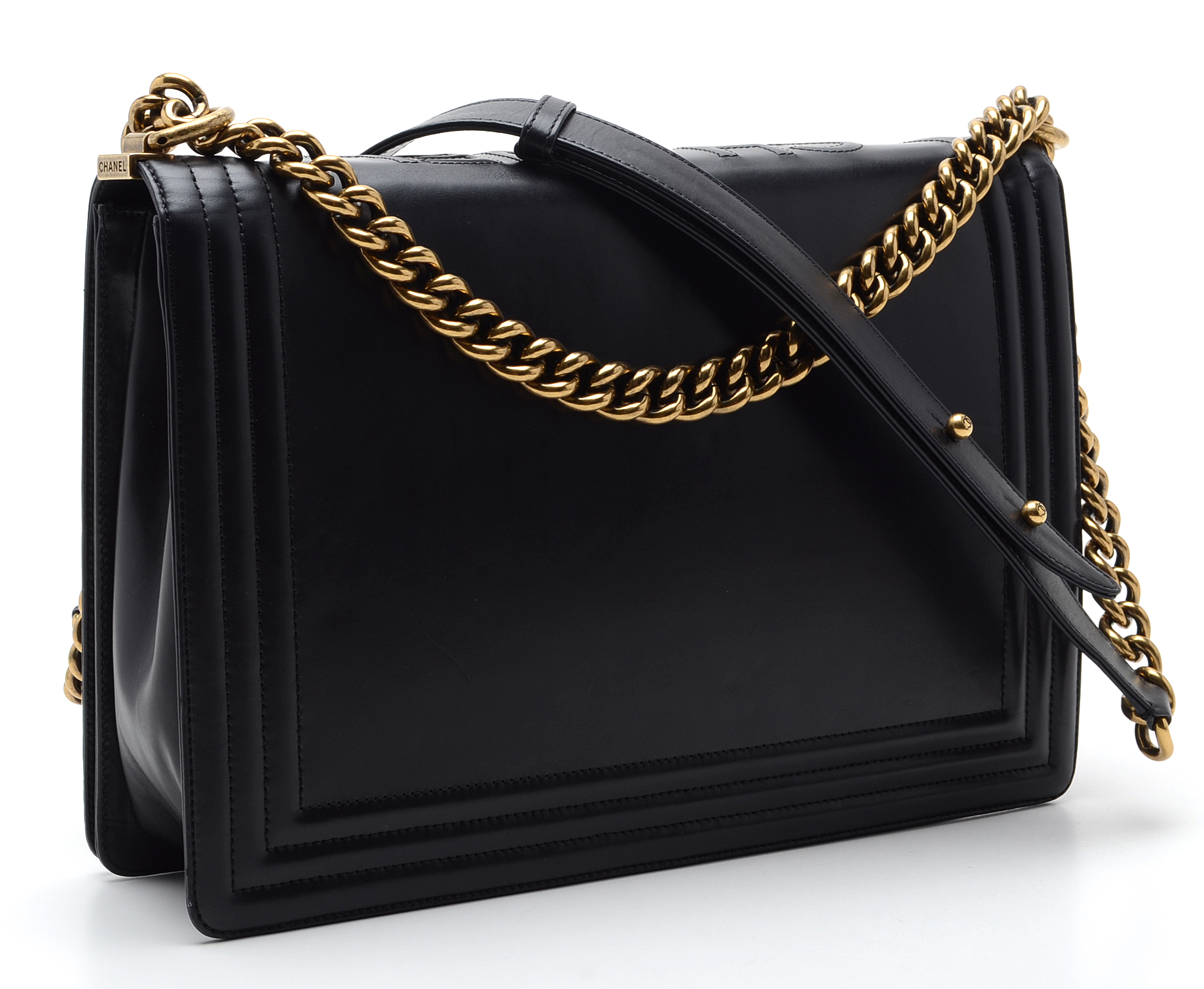 Chanel Black Calfskin Boy Bag with Dust Cover