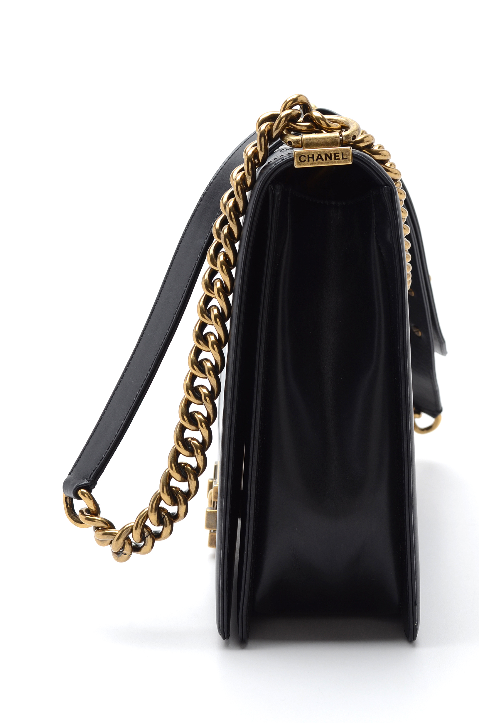 Chanel Black Calfskin Boy Bag with Dust Cover