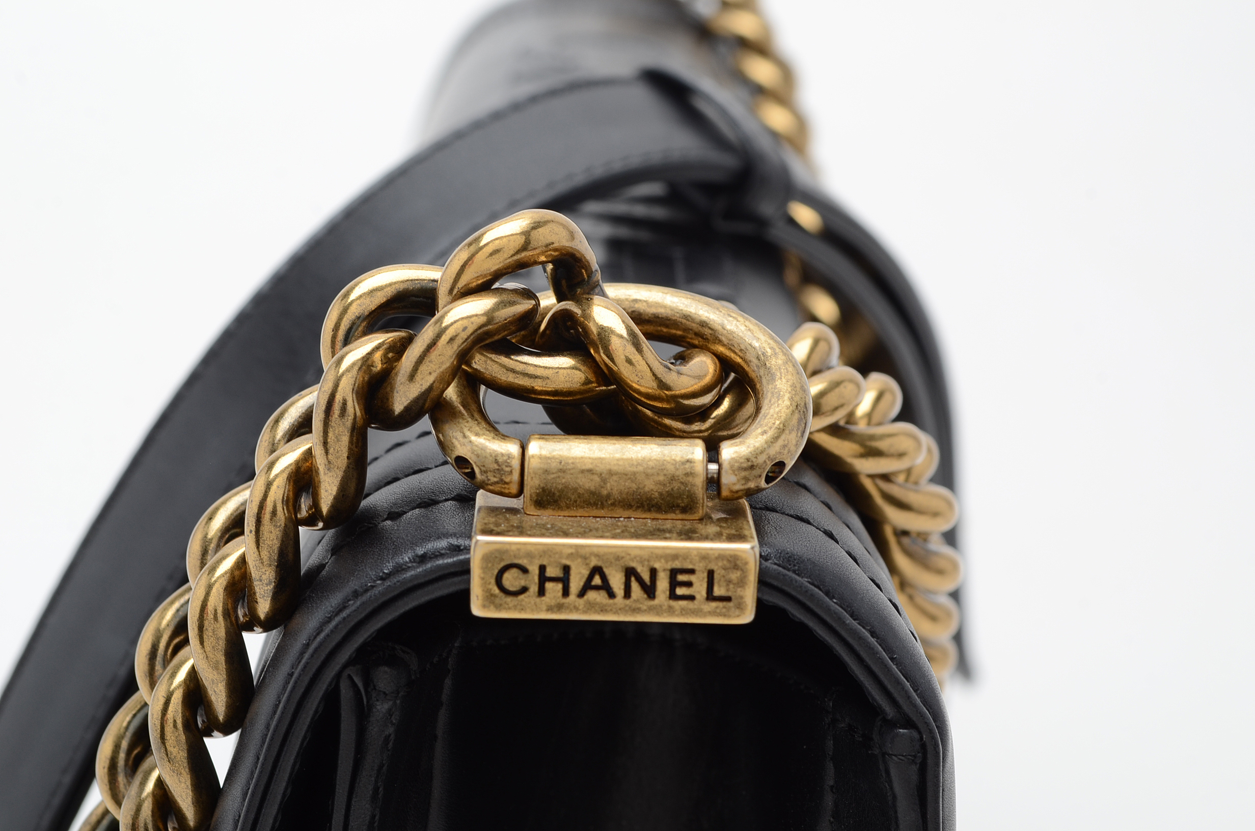 Chanel Black Calfskin Boy Bag with Dust Cover