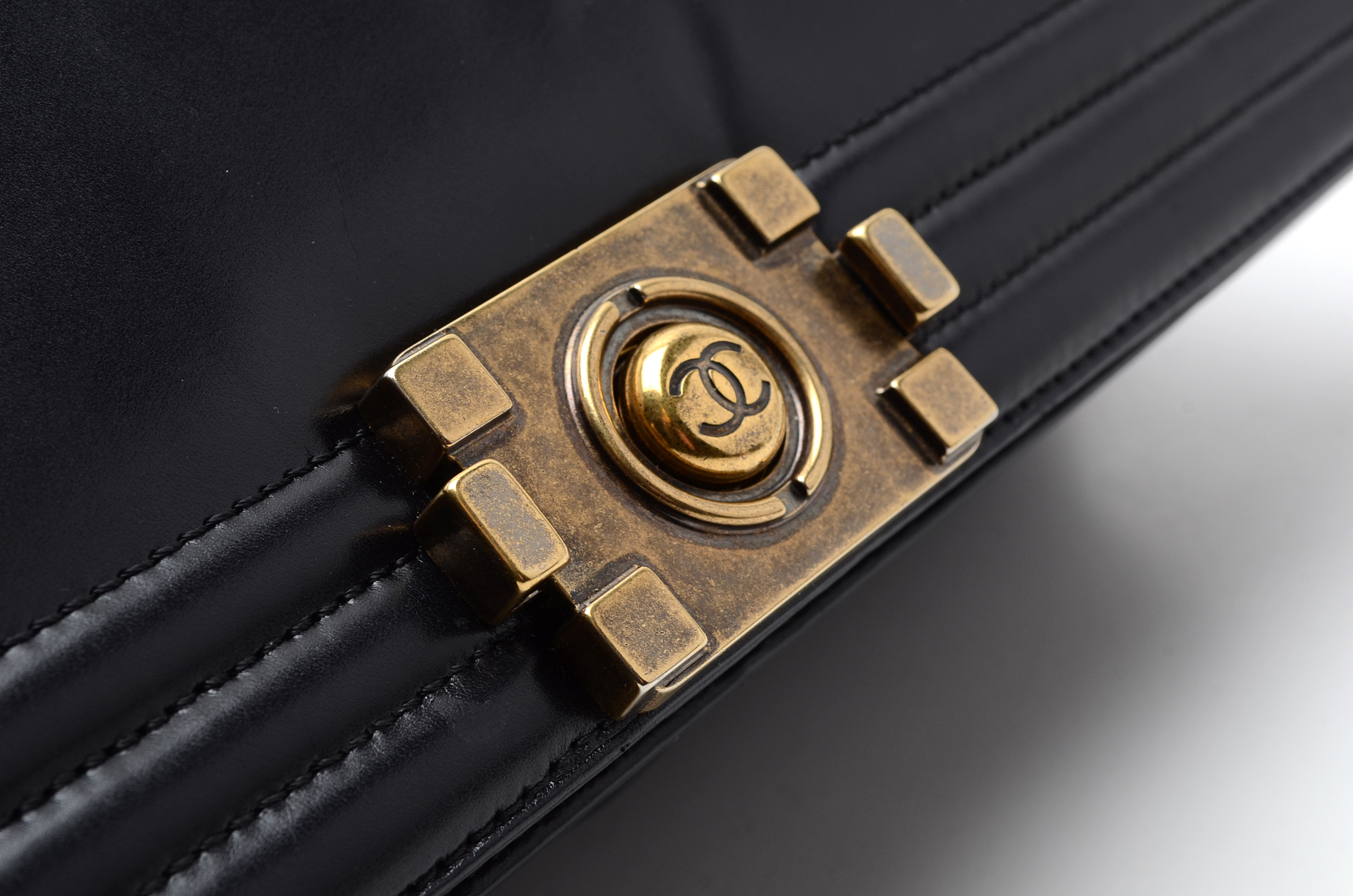 Chanel Black Calfskin Boy Bag with Dust Cover