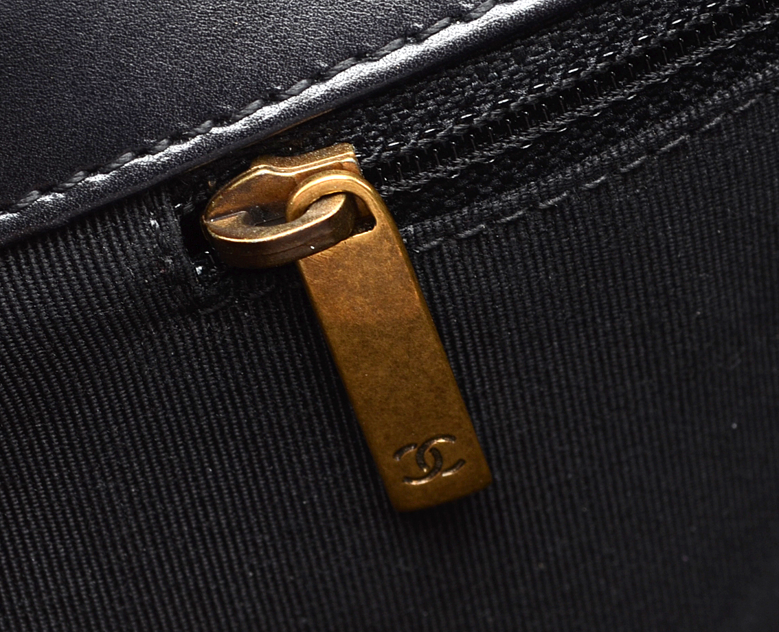 Chanel Black Calfskin Boy Bag with Dust Cover