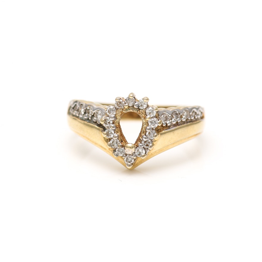 14K Yellow Gold Diamond Ring With White Gold Accents