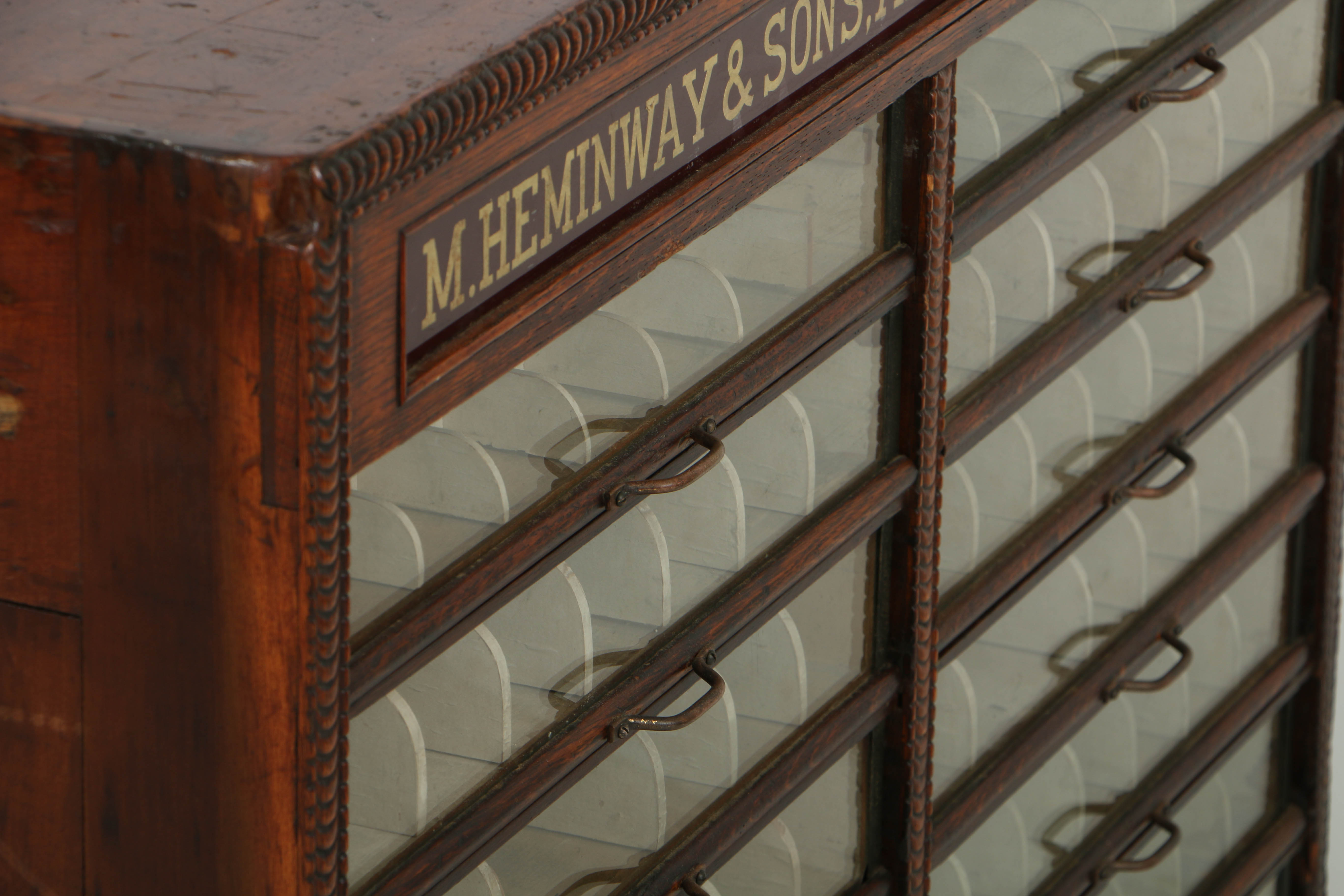 Antique M. Heminway & Sons Spool Cabinet, Circa Late 19th to Early 20th Century