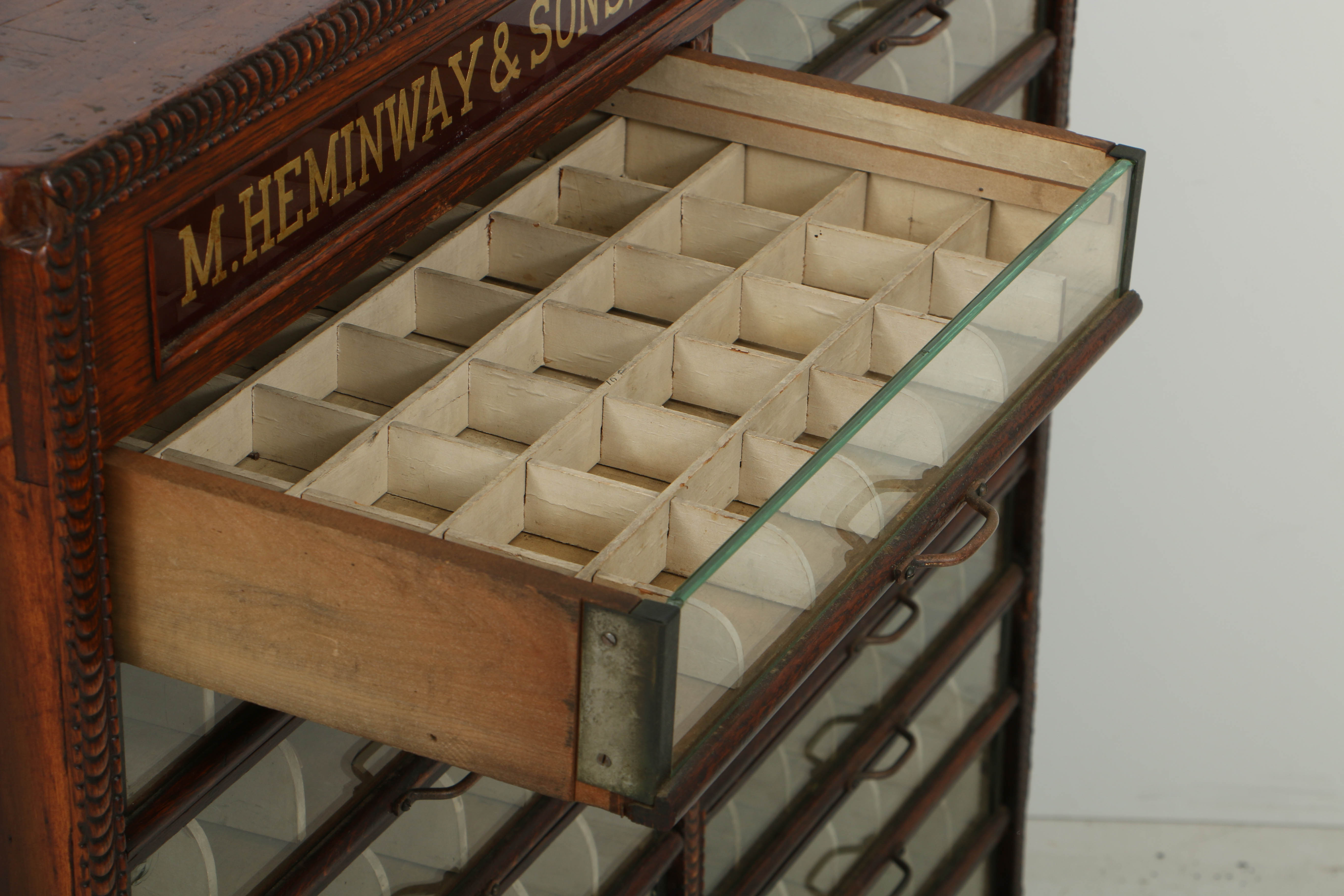 Antique M. Heminway & Sons Spool Cabinet, Circa Late 19th to Early 20th Century