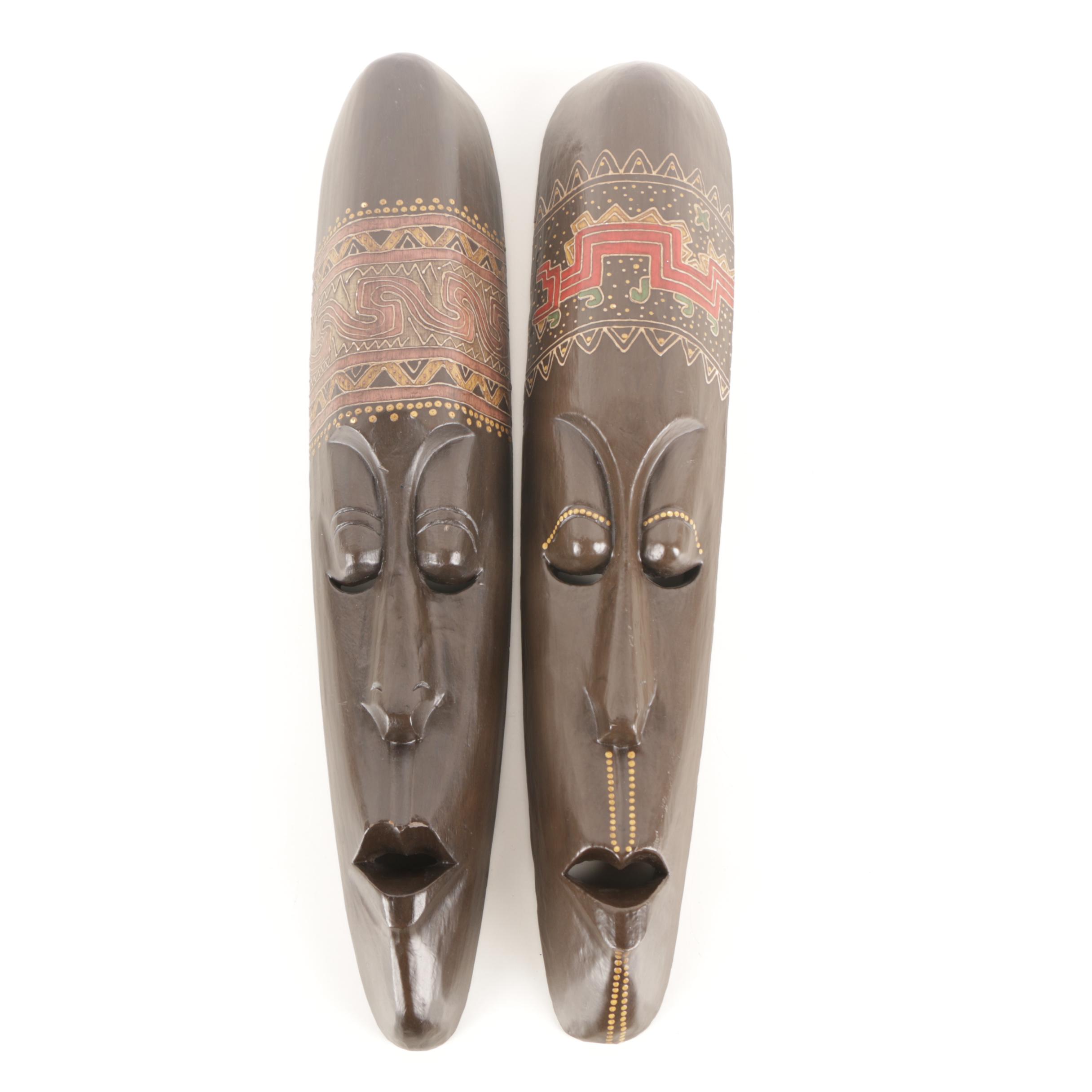 Two African Style Carved Wood Masks
