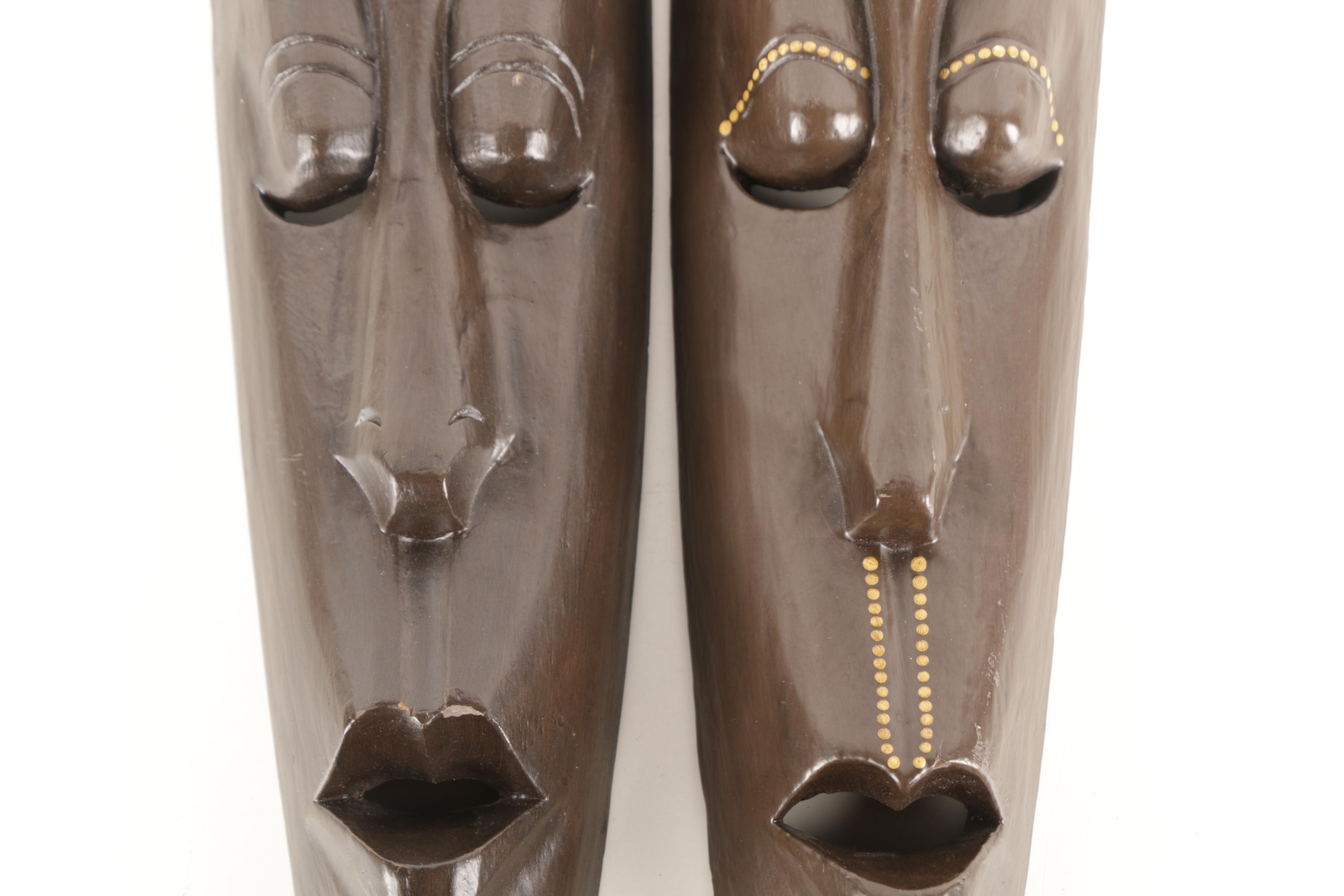 Two African Style Carved Wood Masks