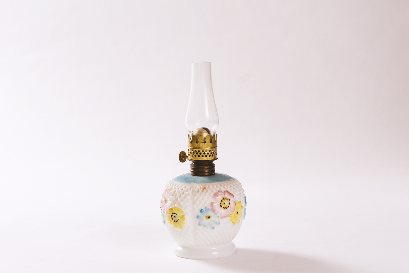 Vintage Milk Glass Oil Lamp