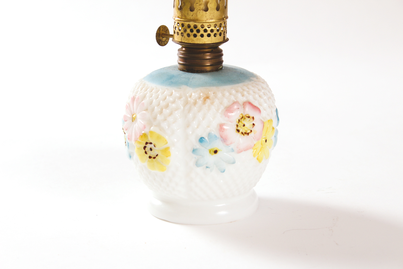 Vintage Milk Glass Oil Lamp